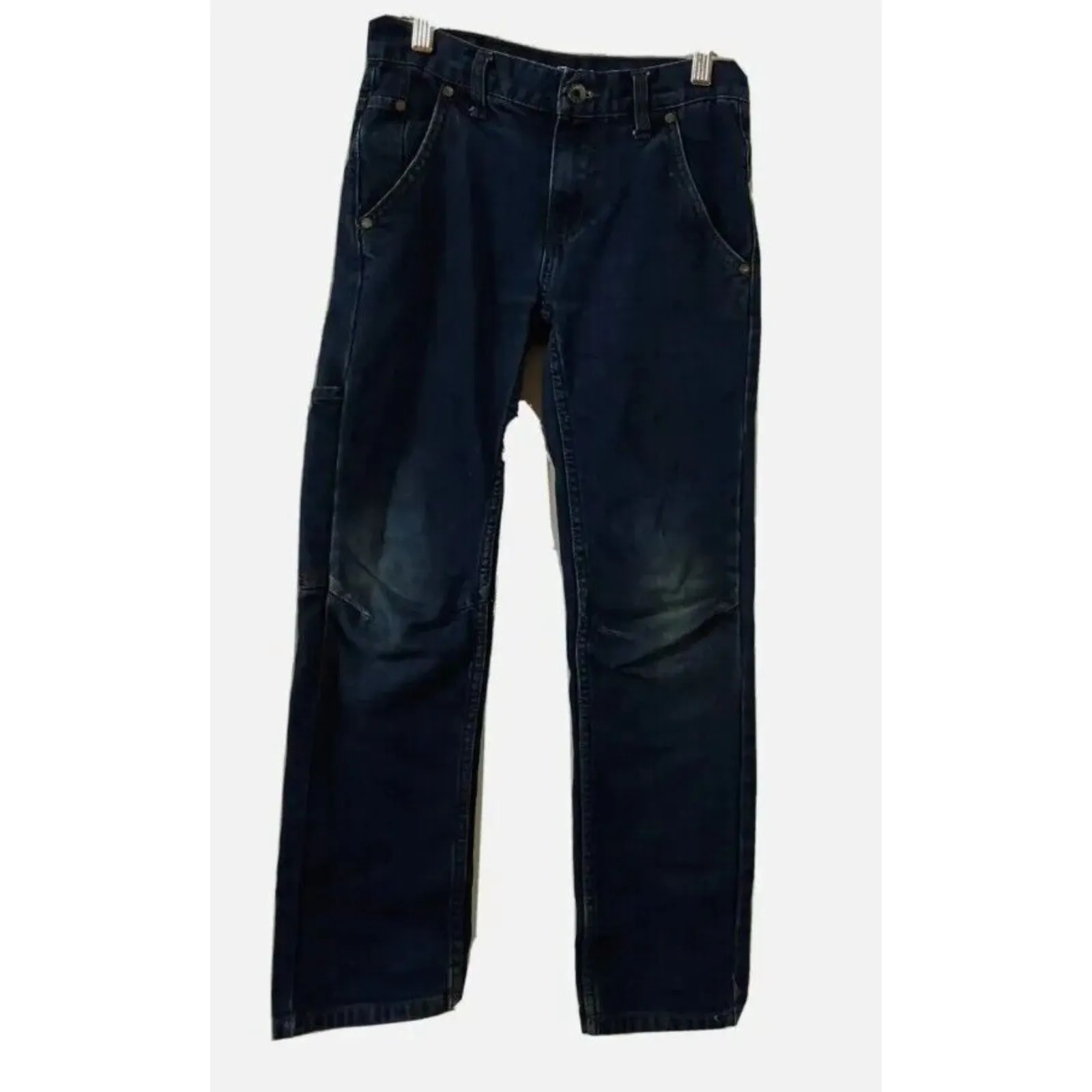 Nautica Straight Fit Boys Size 8 Blue Denim Jeans Zipup Pockets Flat Front