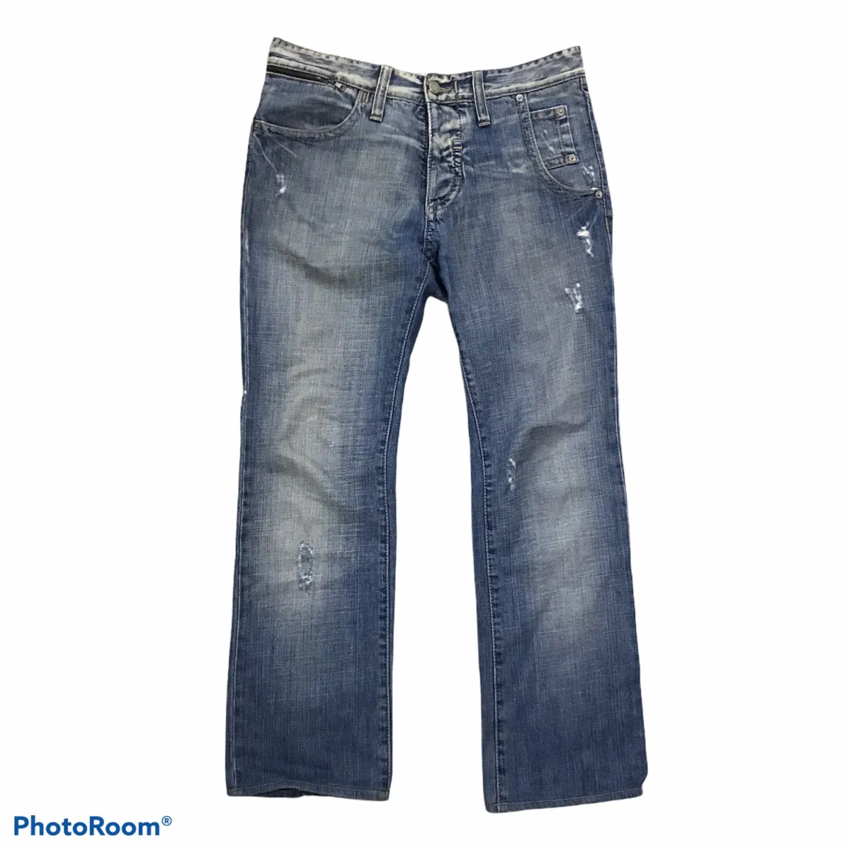 Distressed nicely faded denim by Neil Barret