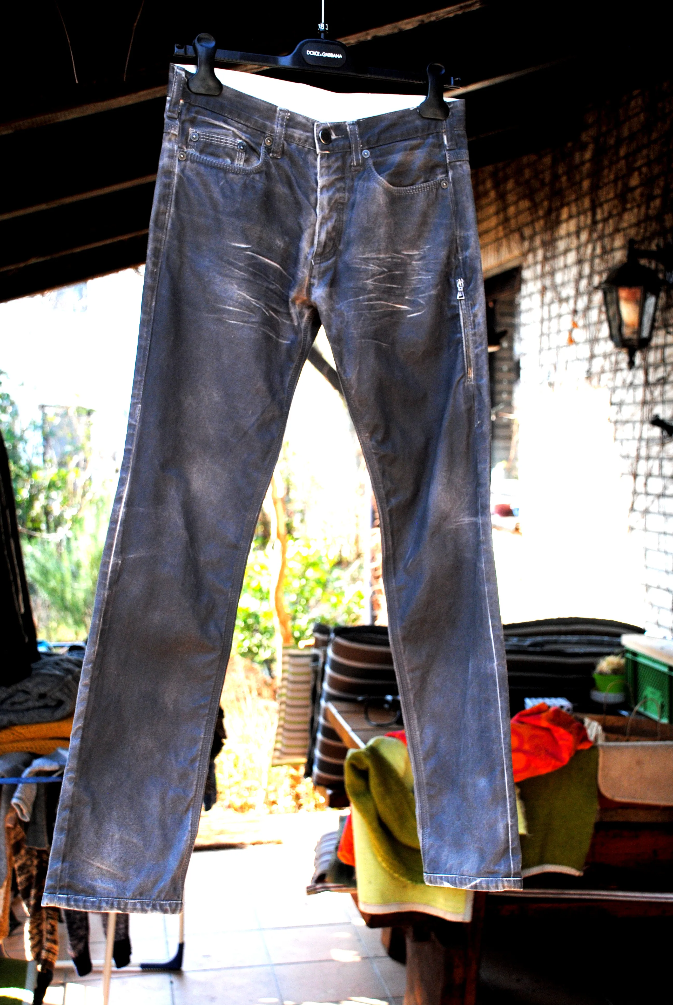 Slim Waxed Biker Jeans