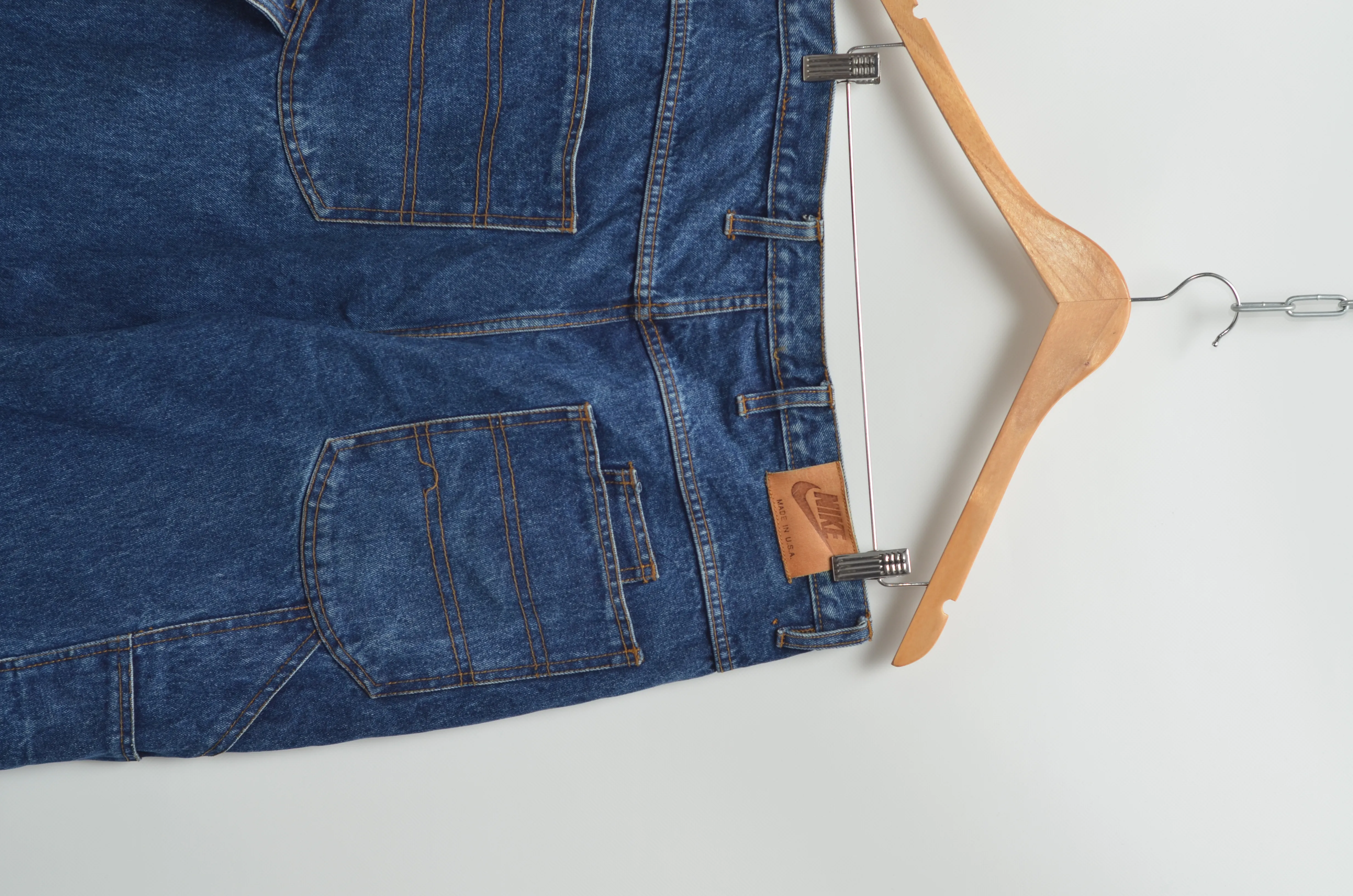 Nike Vintage Denim Swoosh Cargo Work Jeans Made in USA