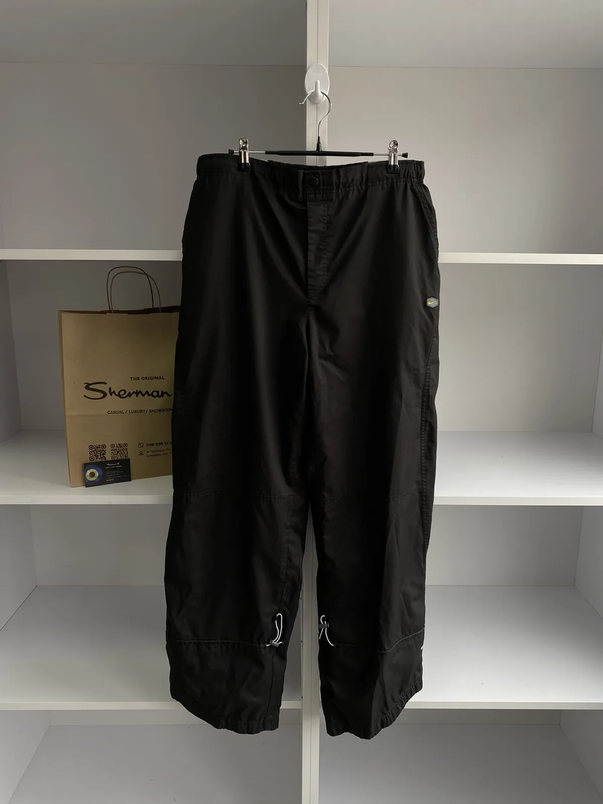 Vintage nike black nylon baggy drill pants