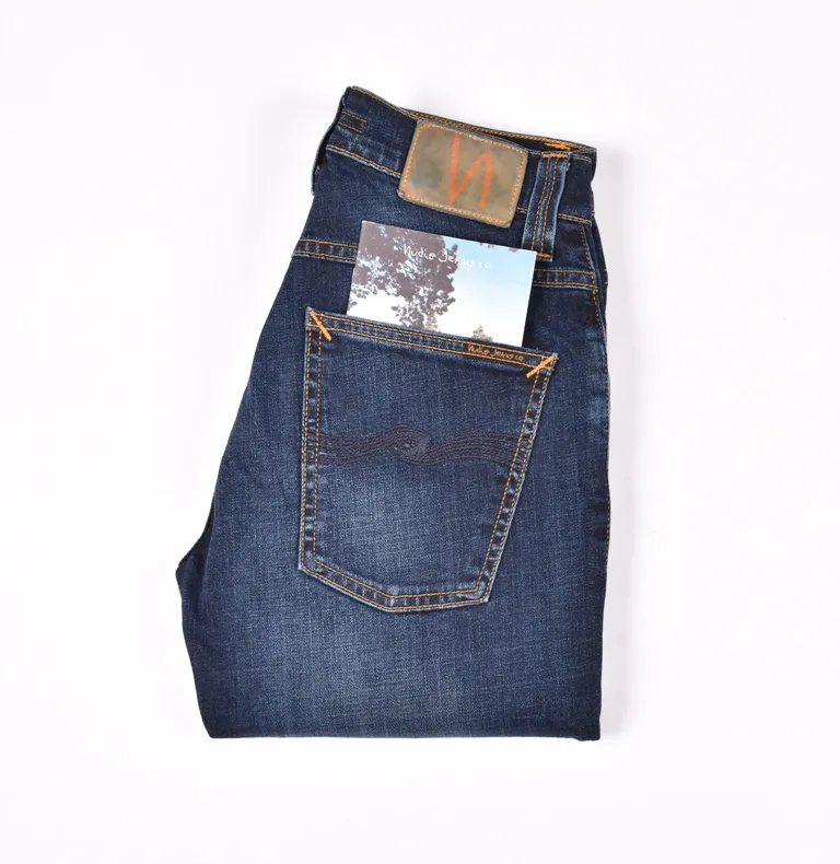 28869 NUDIE JEANS GRIM TIM CROSSHATCH WORN IN Blue Jeans
