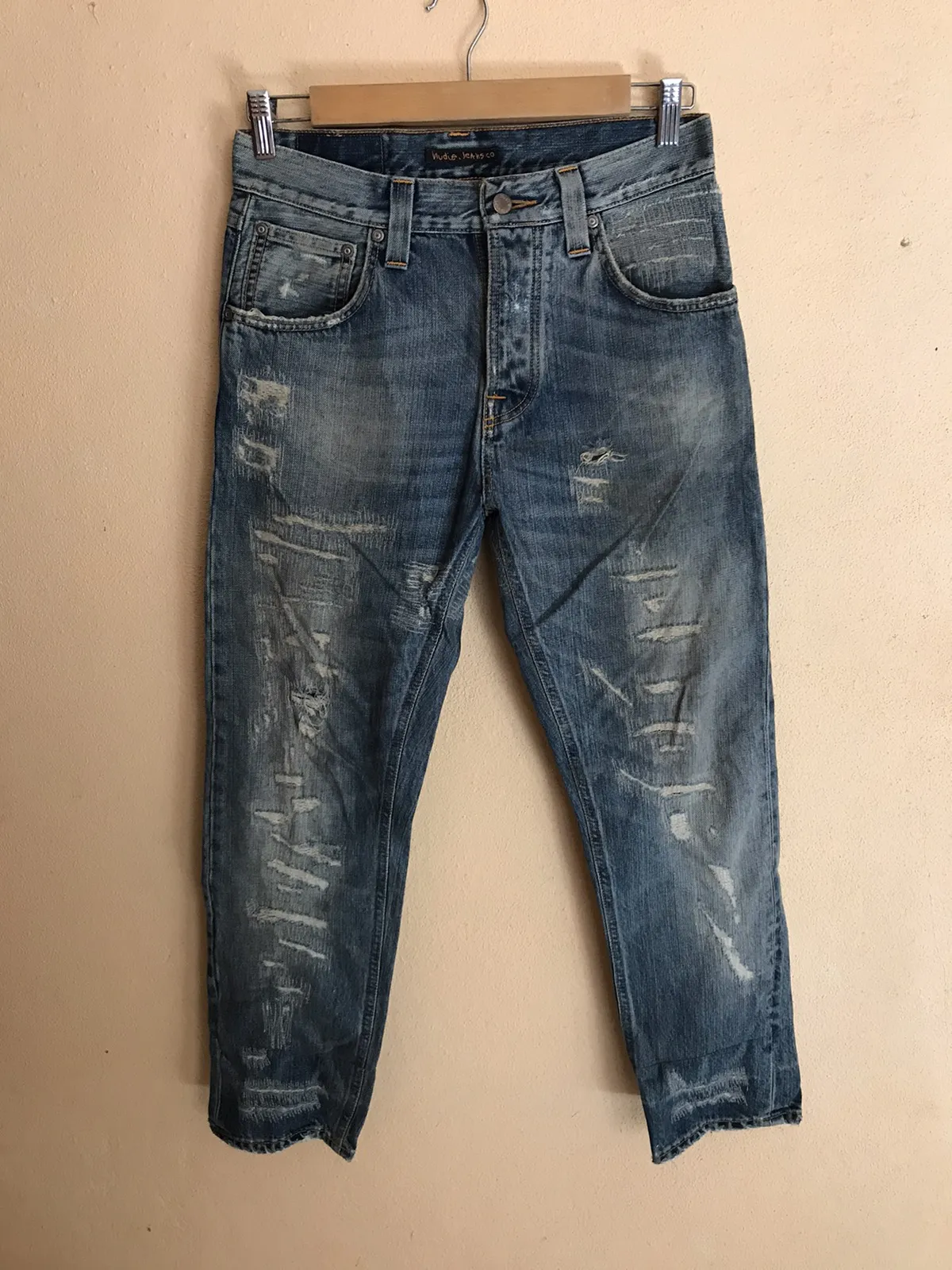 Nudie Jeans Co. Distressed denim sashiko kurt cobain style