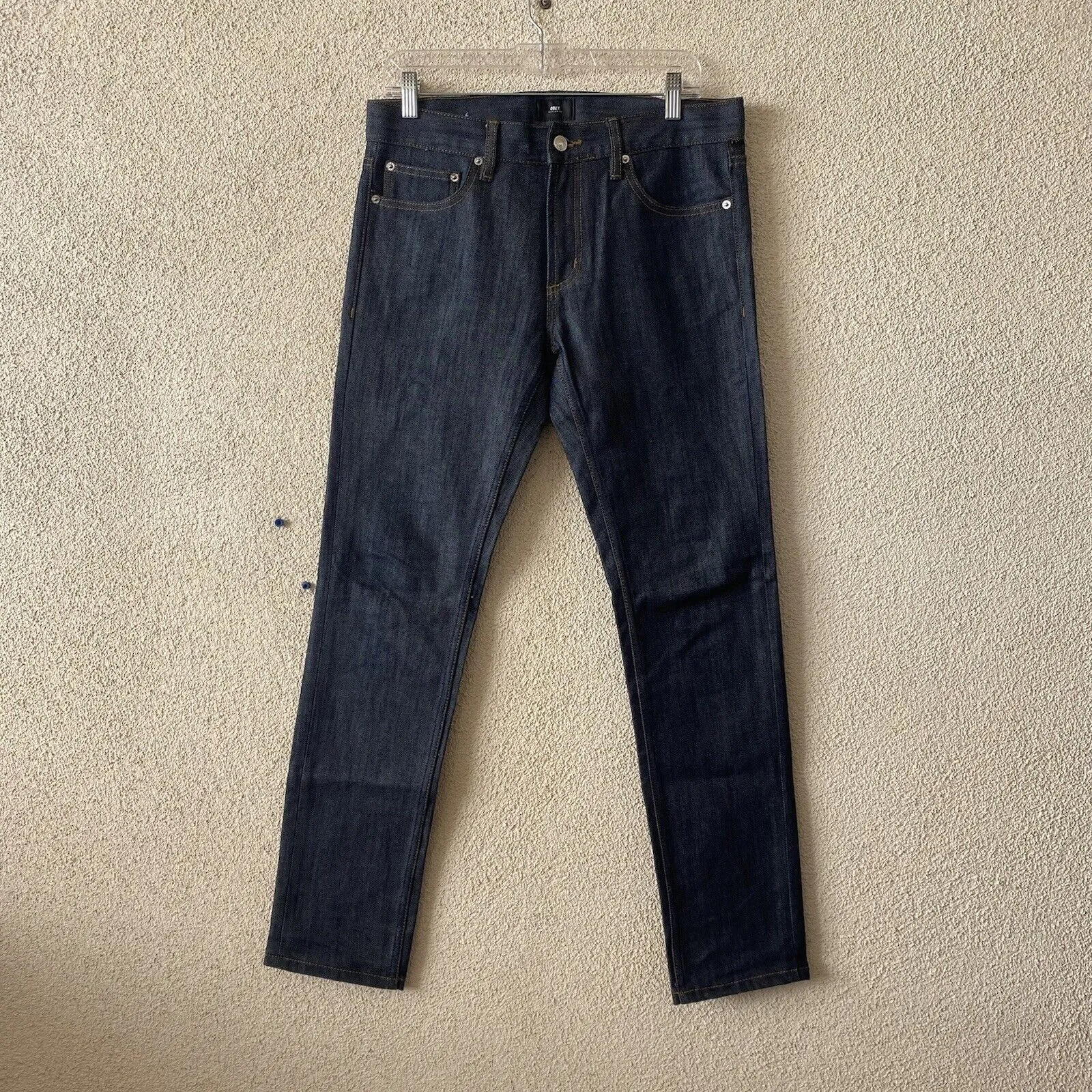 Obey Juvee Mens Pants Blue Slim Fit Selvedge Denim Jeans Str