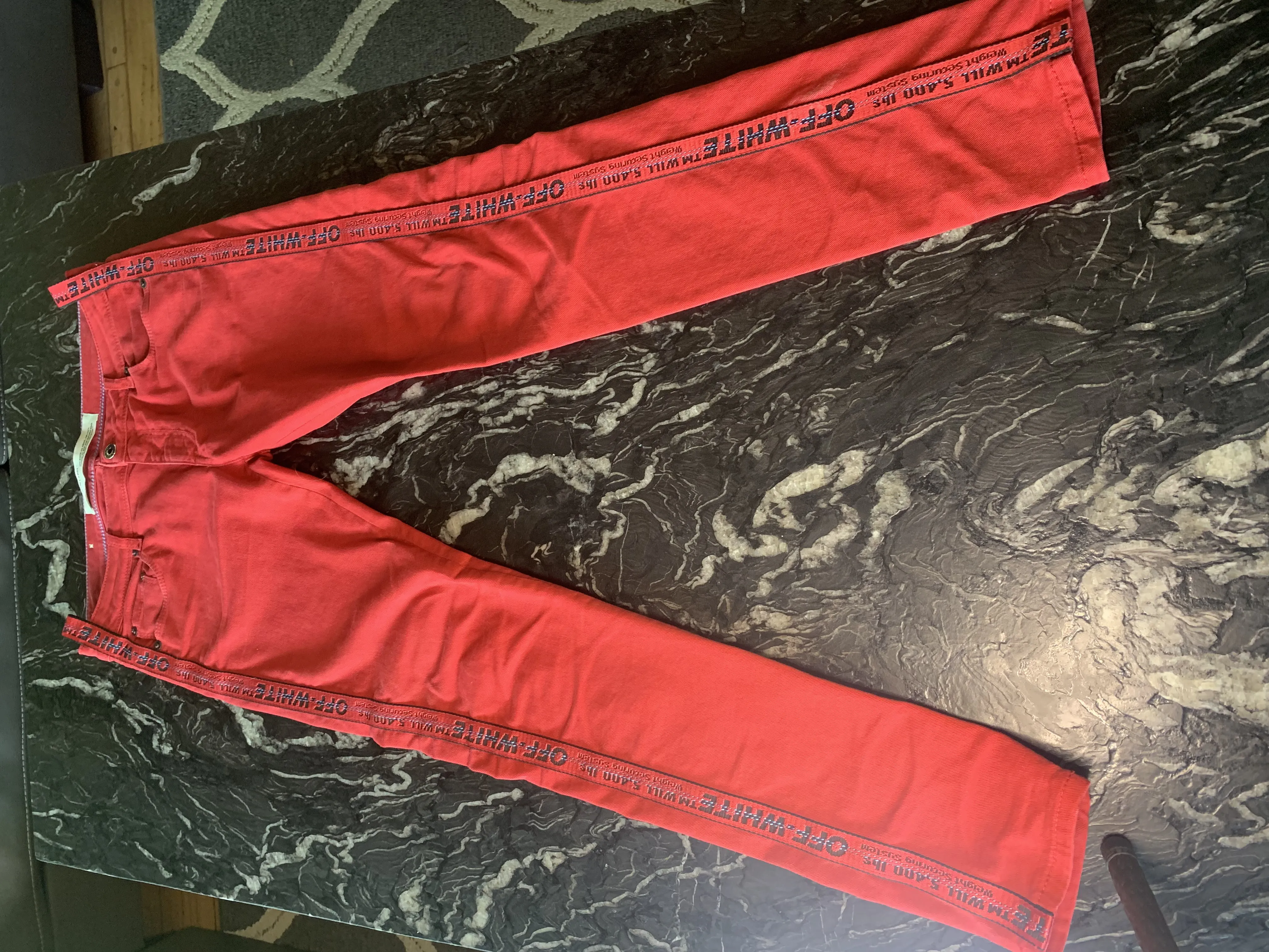 Off-White Women's Red Industrial Stripe Skinny Jeans