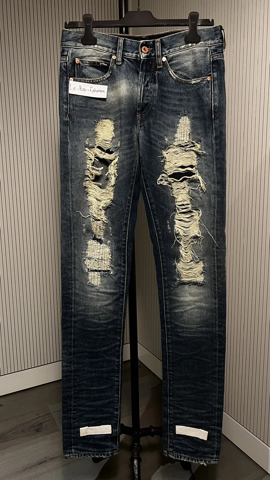 Off-White Blue Ripped Pants