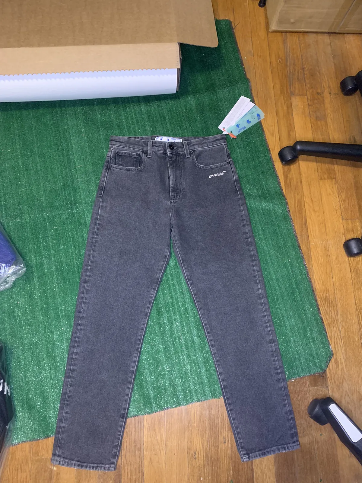 Men’s Off White Rubber Arrow Five Pocket Jeans