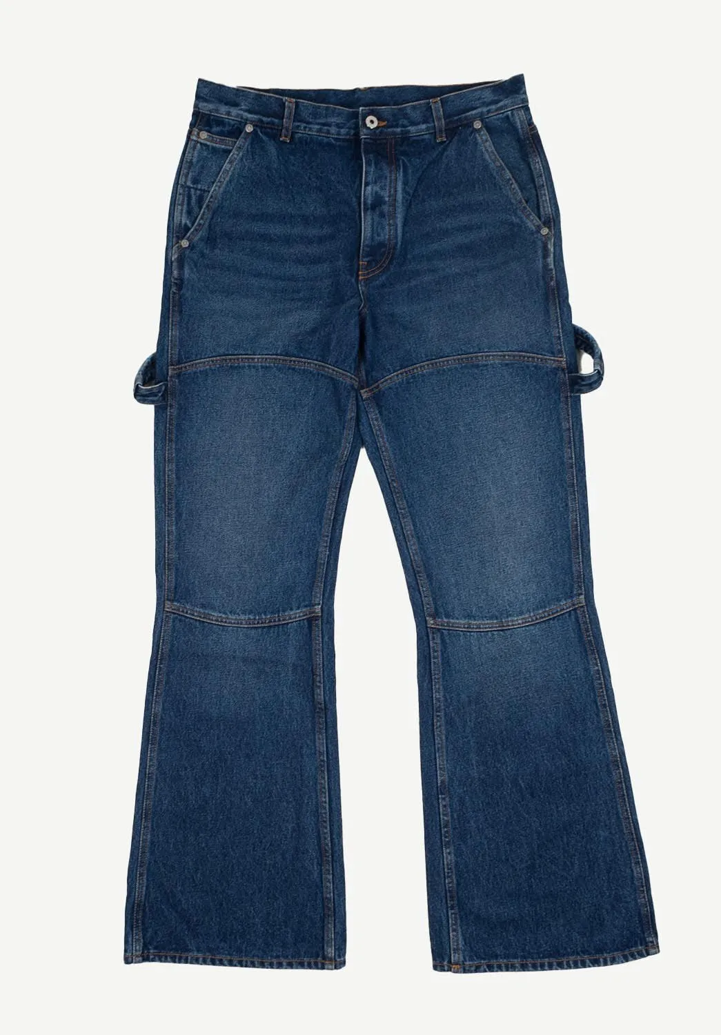 New Off-White Blue Denim Work Flare Jeans Size 32(W35) H3795
