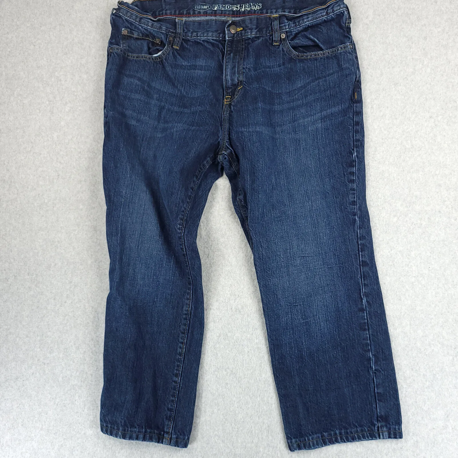 Old Navy Jeans Mens 42 Blue Denim Straight Medium Wash Hemmed to 26.5" Inseam