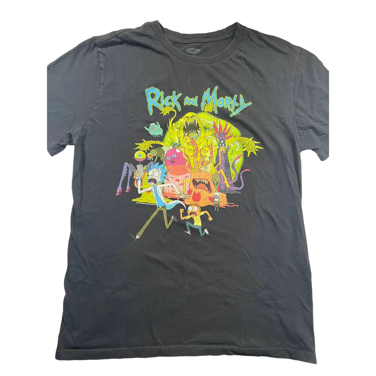 Rick & Morty Black T-Shirt Aliens from Adventures - Size M