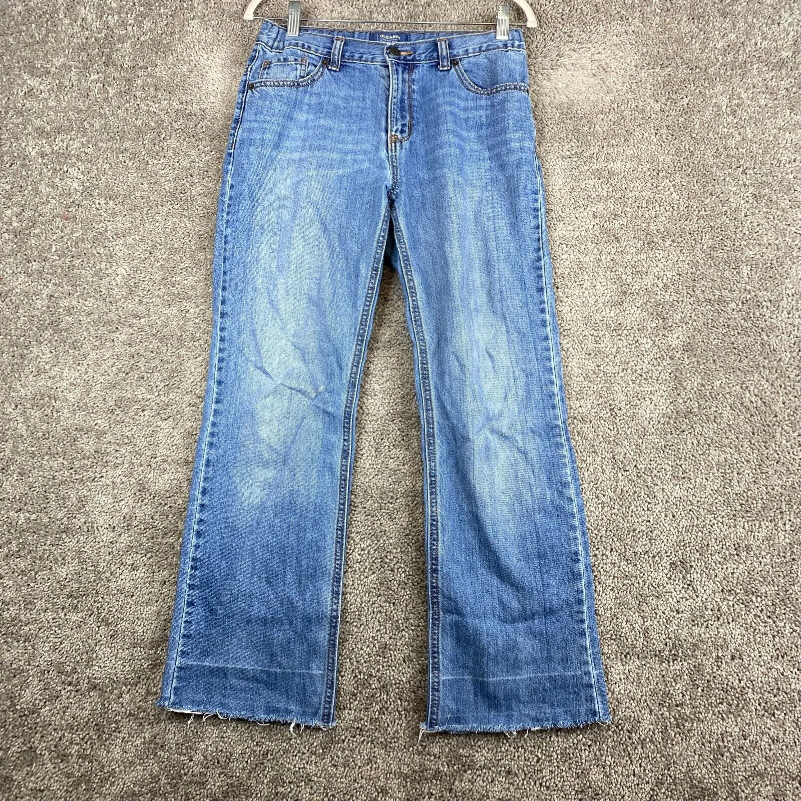 Old Navy Loose Boot-Cut Denim Jeans Youth Boys 14 Husky Blue Adjustable Waist