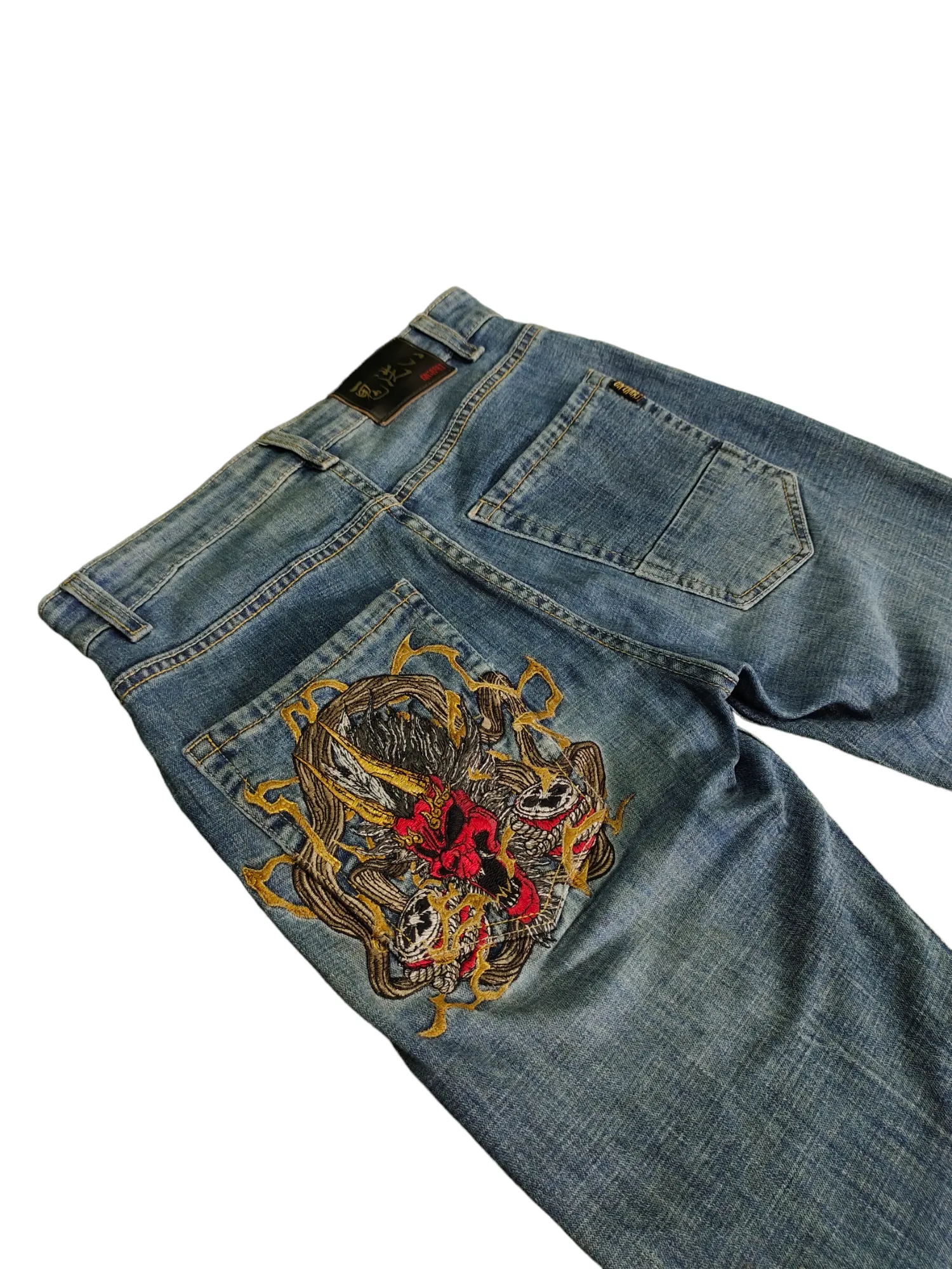 Vintage Oni Rrai Embroidered Dragon Pocket Sukajan Jeans