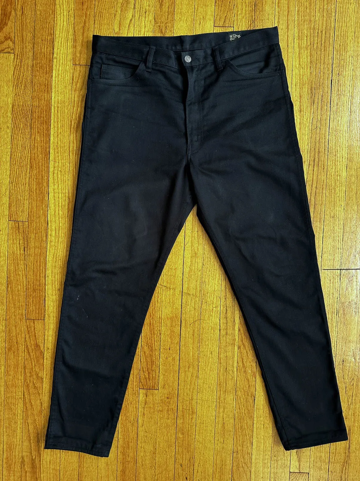 Orslow Jeans Black Cotton Poly Blend Denim Slim Japan XL 36”