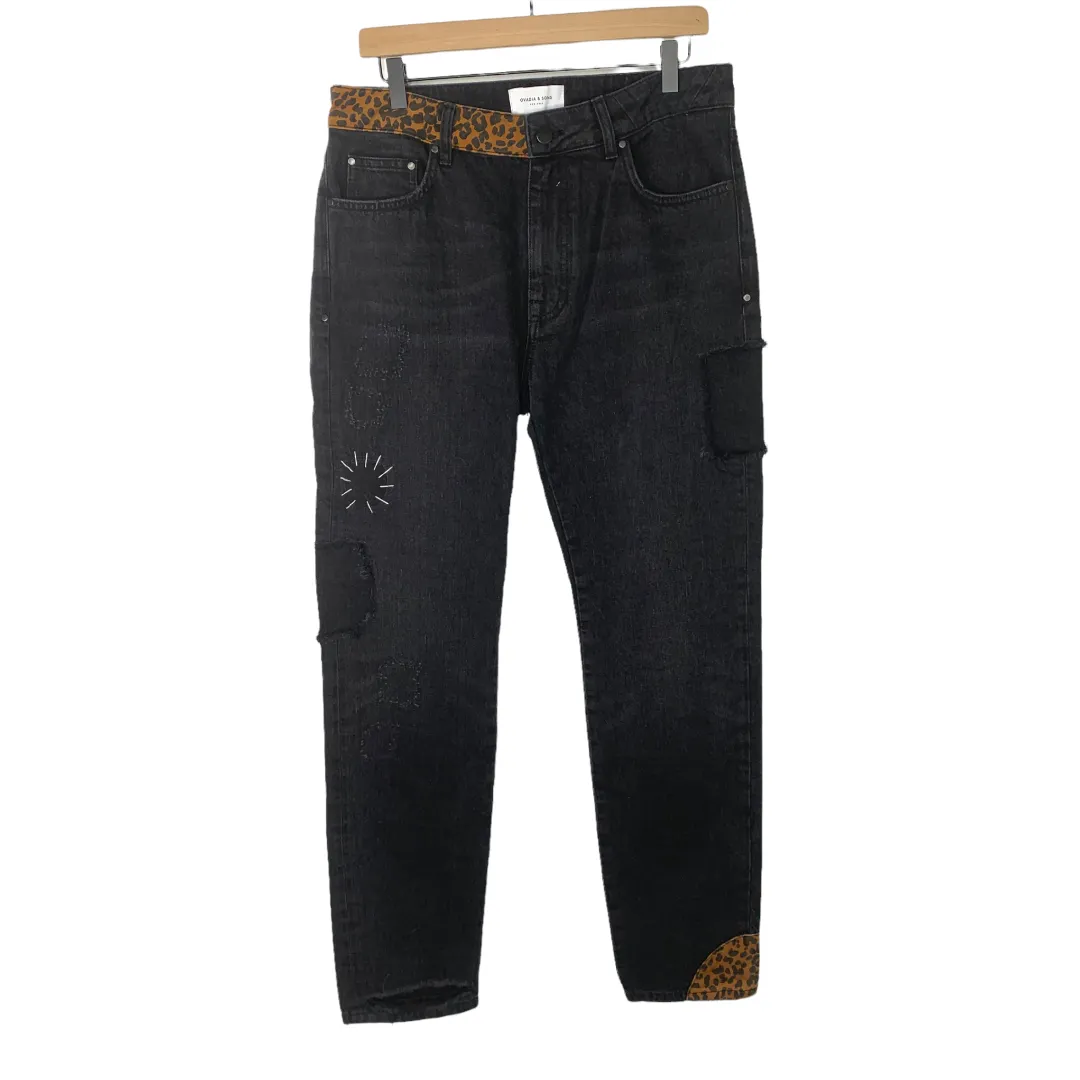 Ovadia & Sons Mens slim BLACK ROCKER Jeans Size 34 - Sample