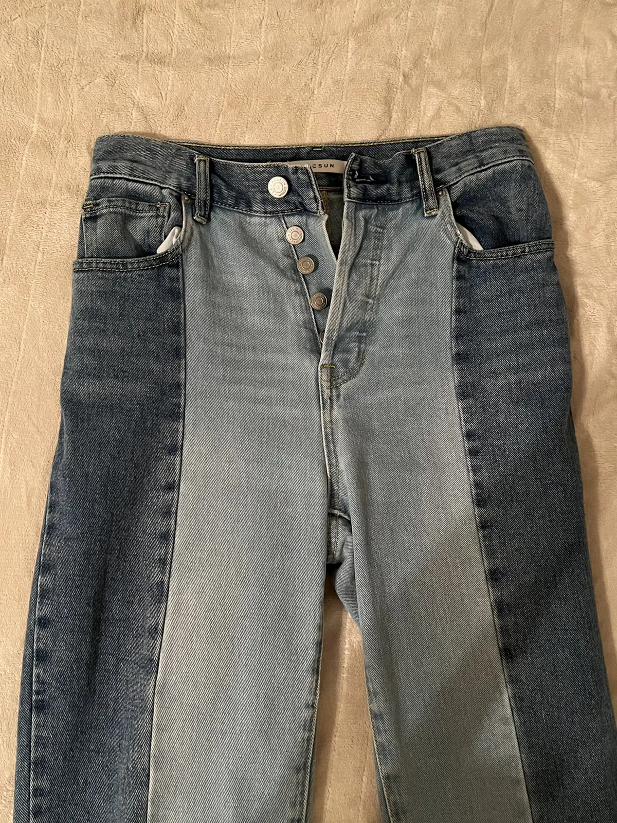 Pacsun Two-Toned Denim High-Waist Straight Leg Jeans