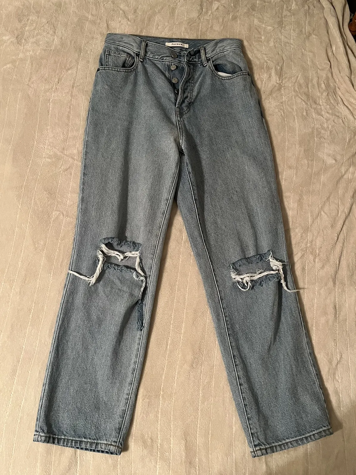 Pacsun Ripped Light Wash Straight Leg Jeans