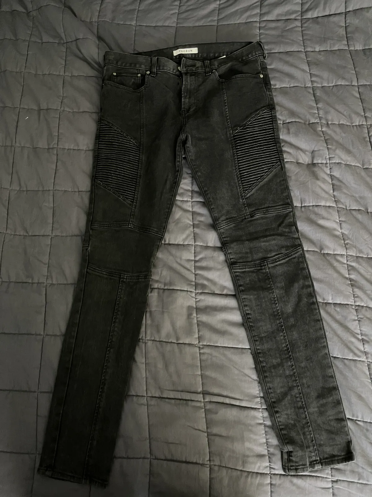 Dark Grey Stacked Skinny Denim Jeans