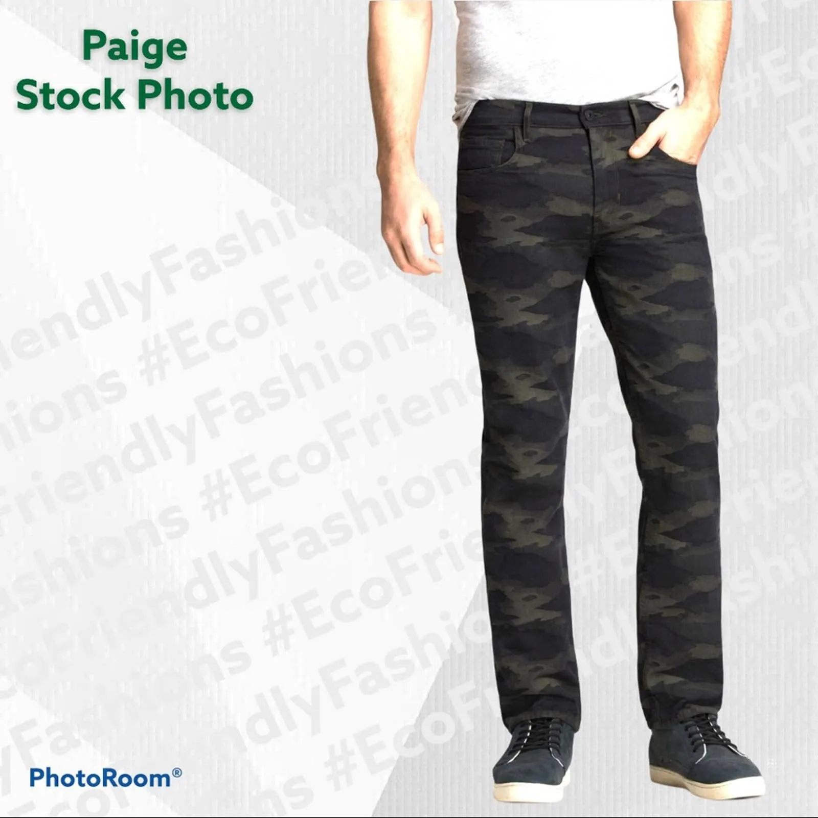 PAIGE Normandie Camo Slim Straight Canteen Jeans