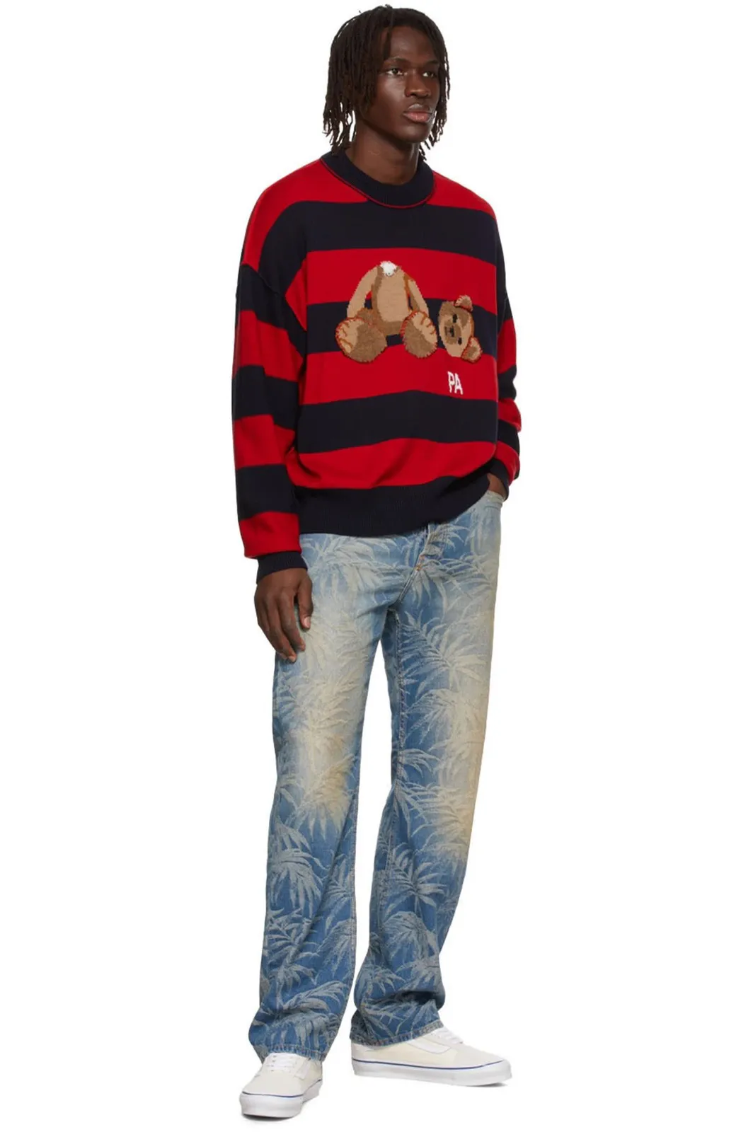 PALM ANGELS Blue Jacquard Jeans Denim