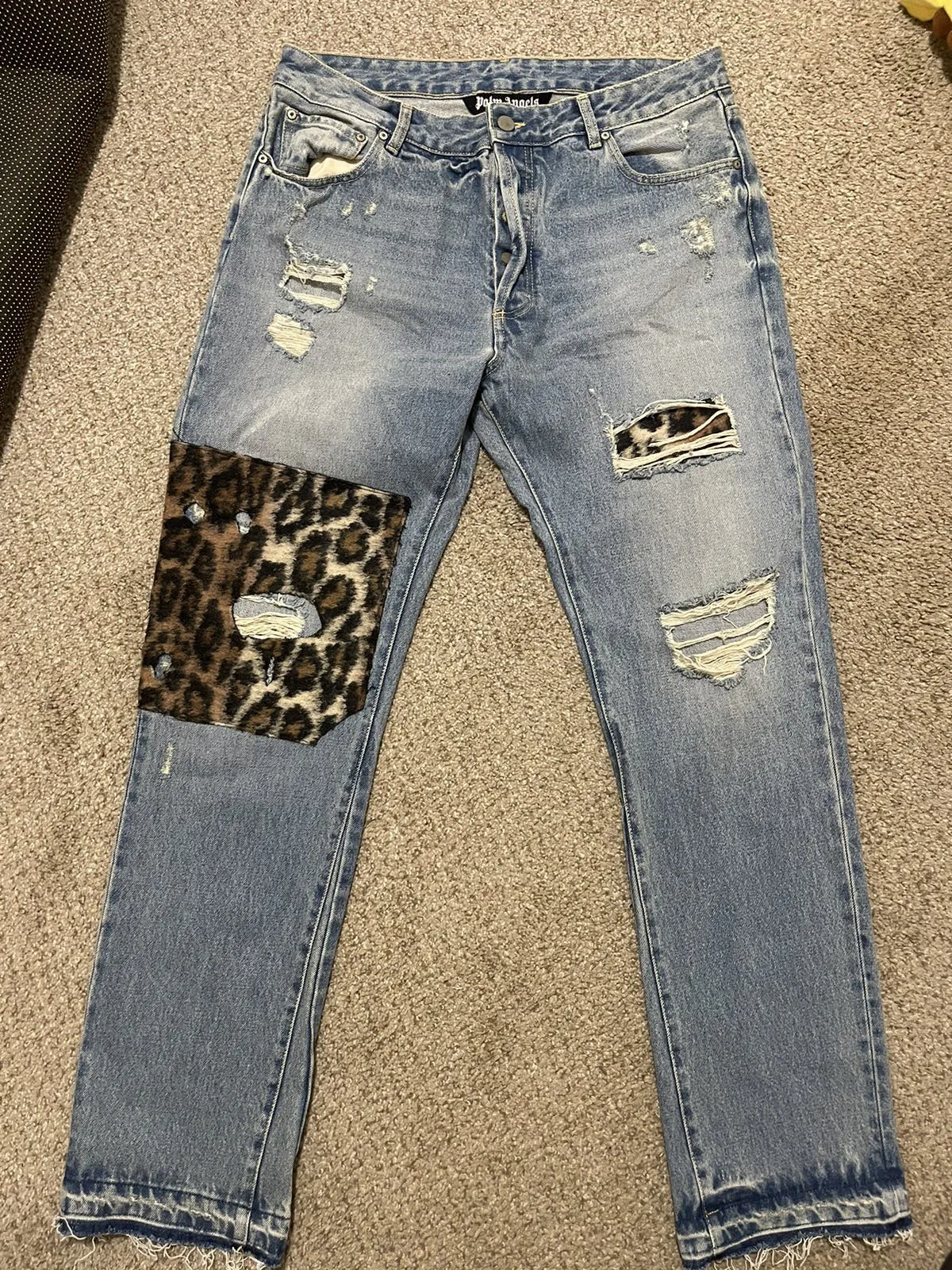 Palm Angels Blue Animalier Patch Jeans