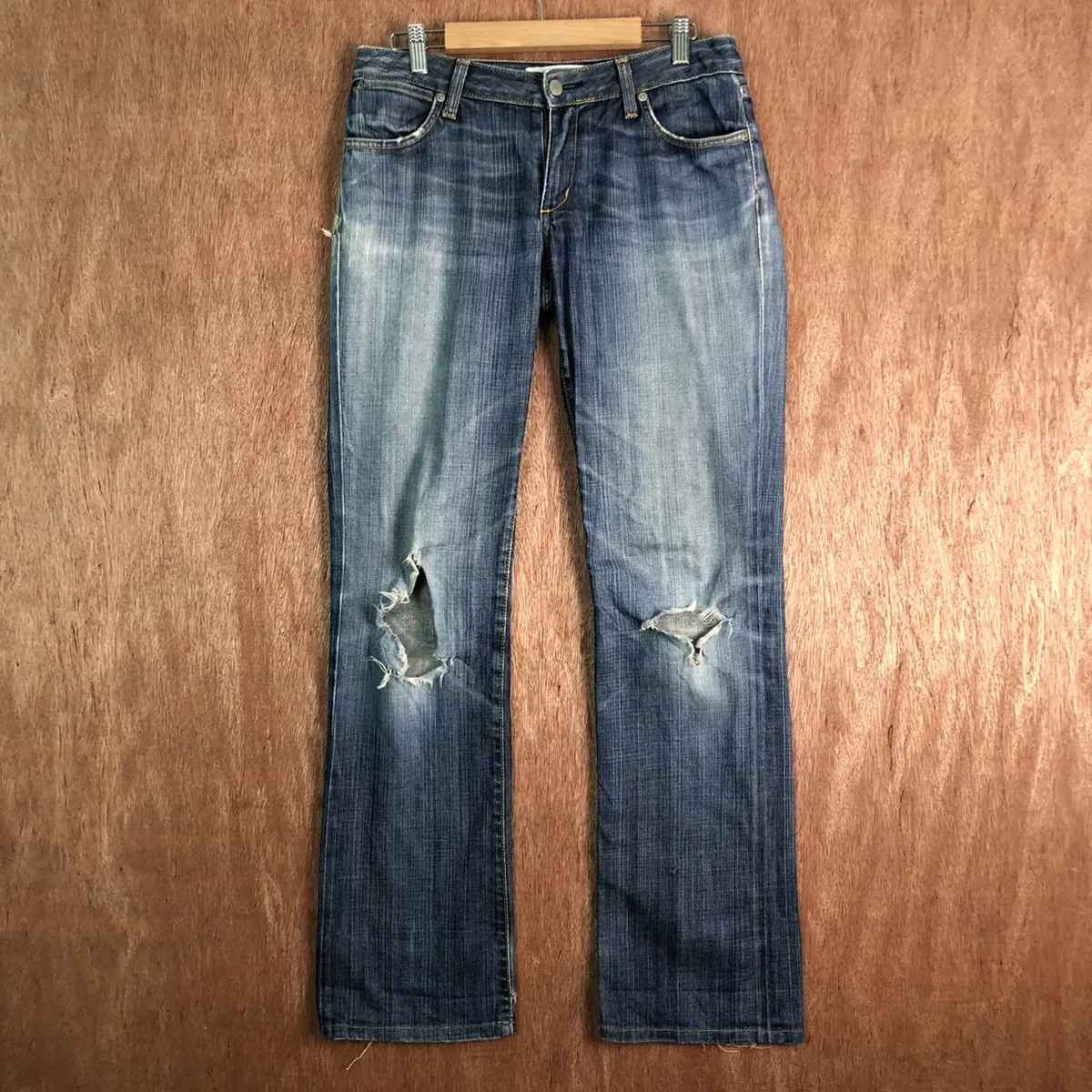 Paper Denim Distressed Blue Denim Jeans Pants #c256