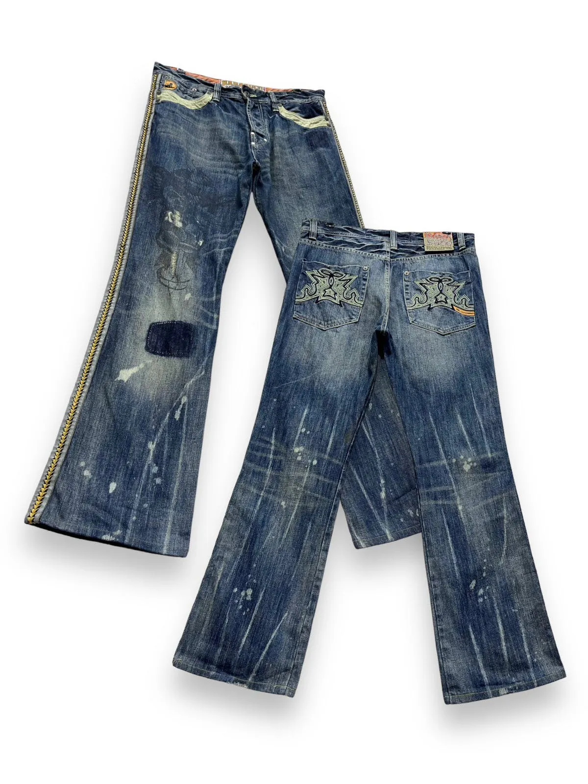 PUNK FLARE🔥PARASUCO DENIM LEGEND Distressed Tribal Jeans💥