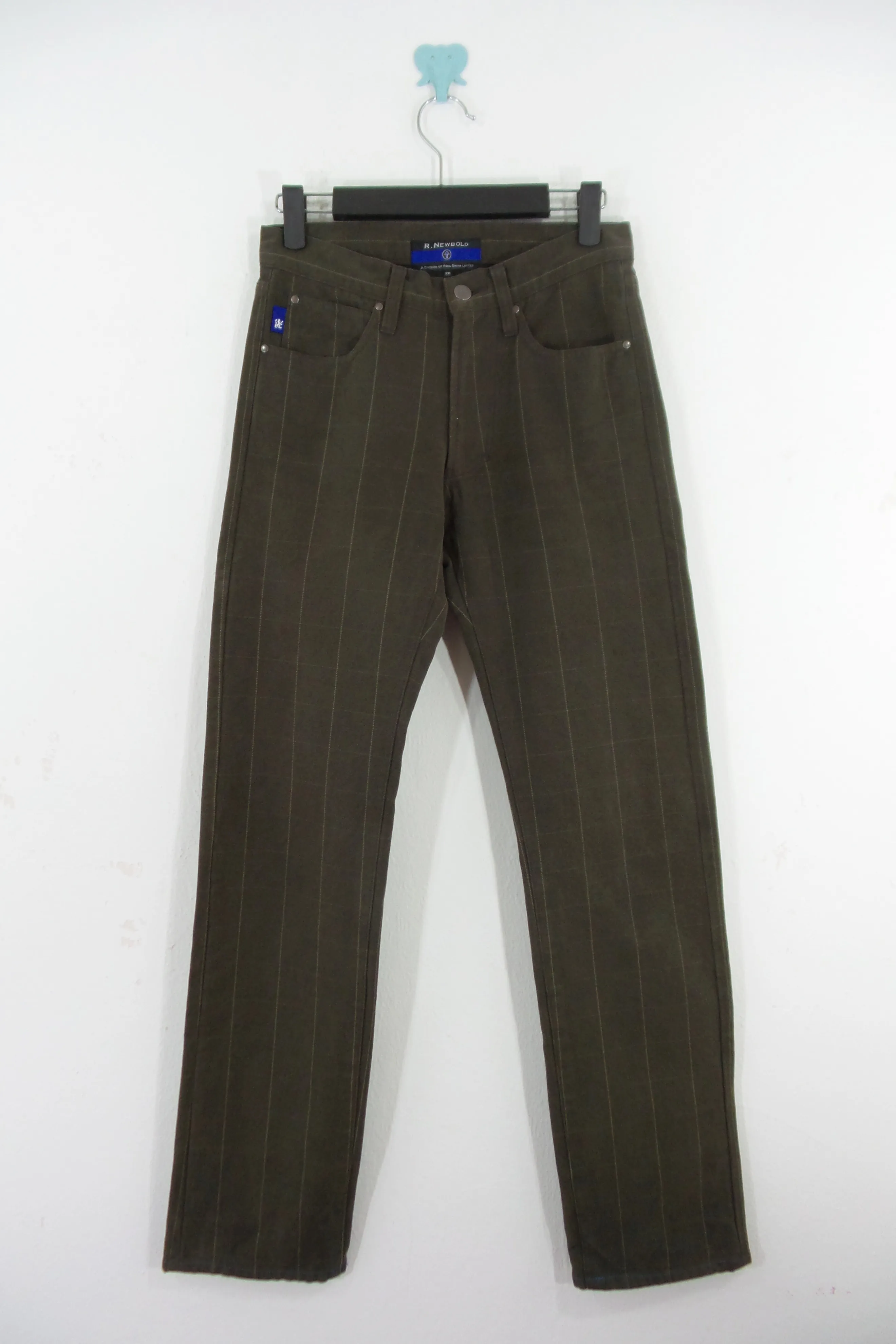 R.Newbold Window Pane Check Green Jeans W27xL31