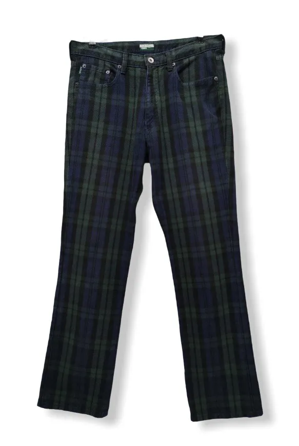 PAUL SMITH Punk Checkered Plaid Tartan Slim Fit Denim Pants