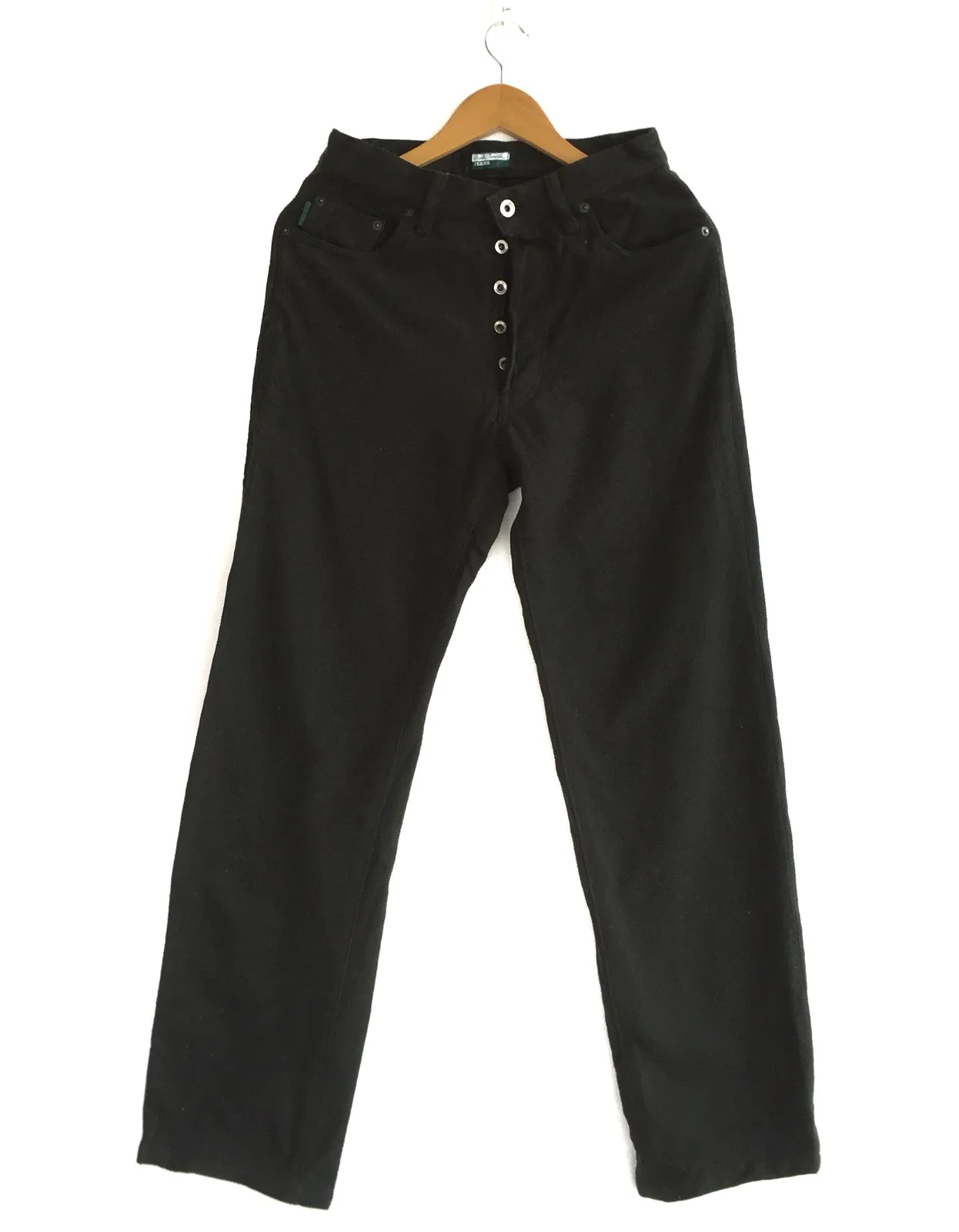 Wool Green Button Pants