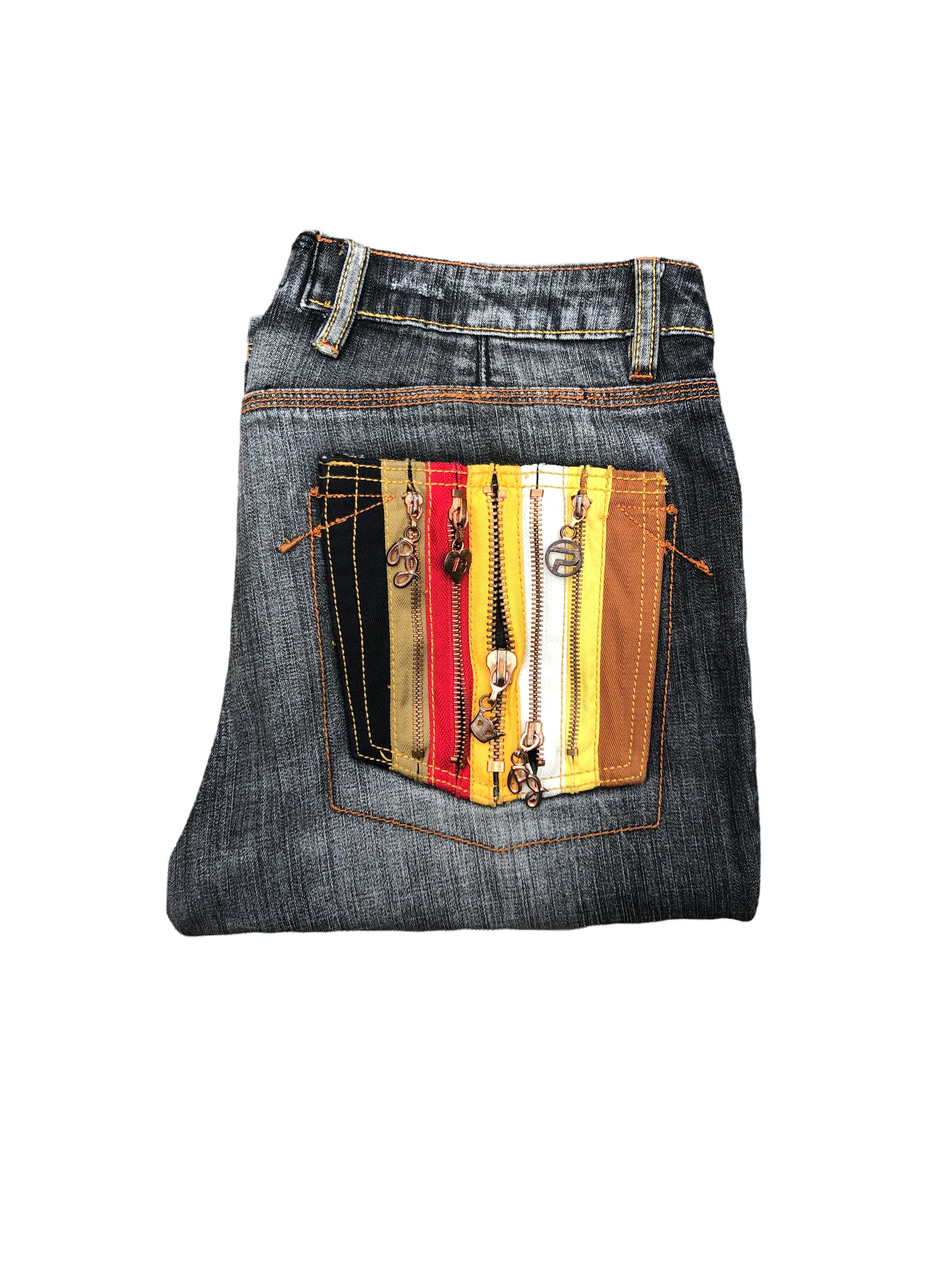 RARE Pepe Embroidered Jeans Size 31 'Color block Zipper'