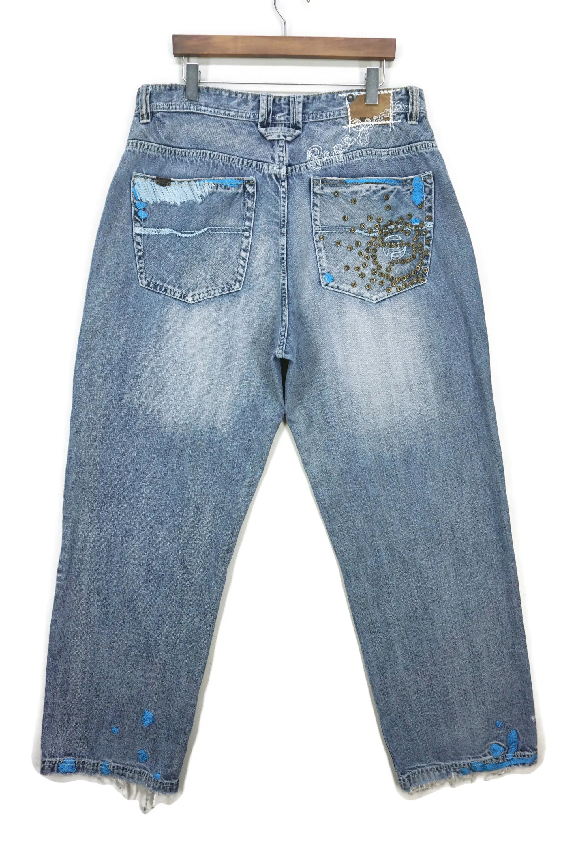 Baggy Hip Hop Skateboards Distressed Embellished Pants
