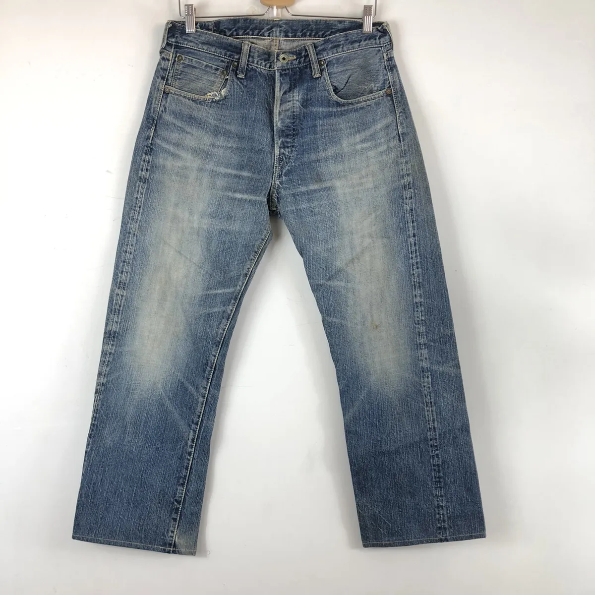Stormy Blue By Pherrows Selvedge Jeans Distressed Dirty (A59