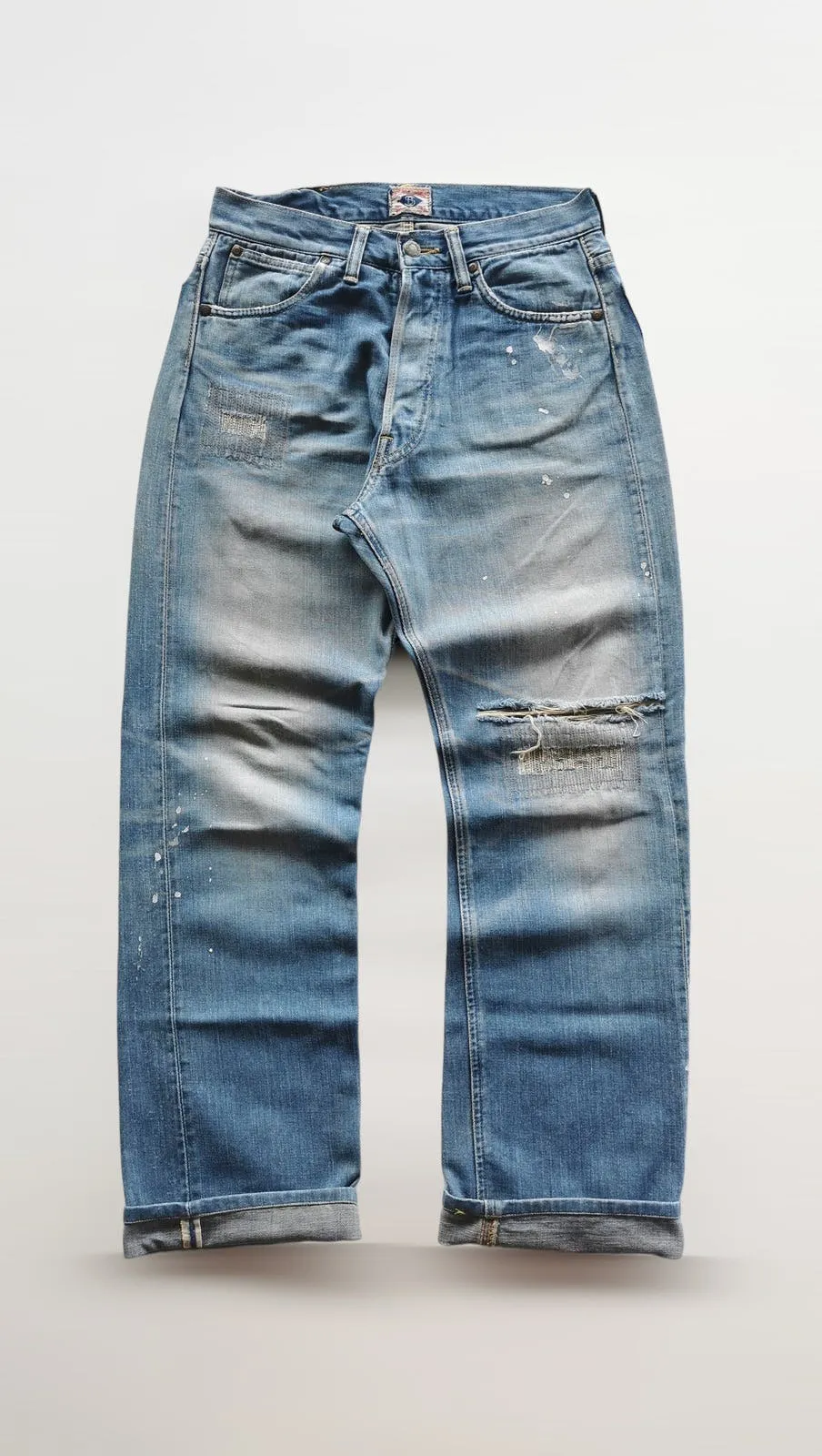 Pherrows Story Blue Selvedge Jeans Distressed