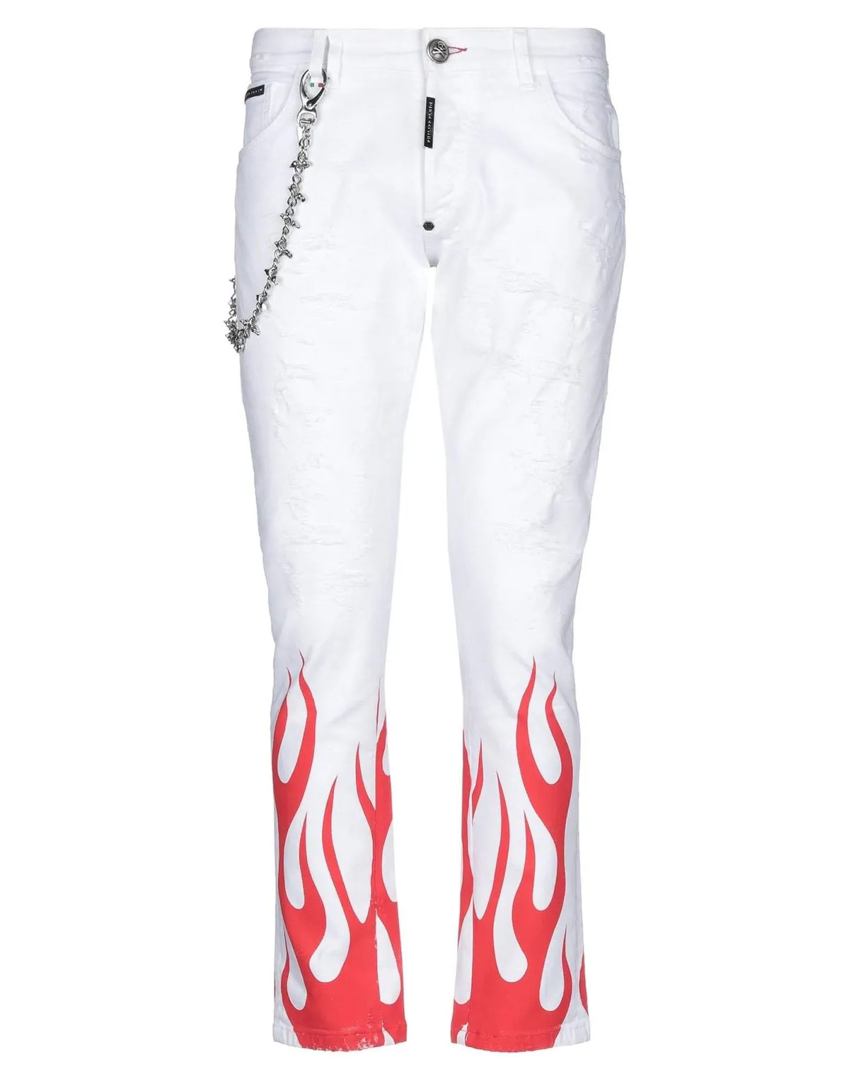 Phillipp Plein White Straight Cut Low “Driving” Denim