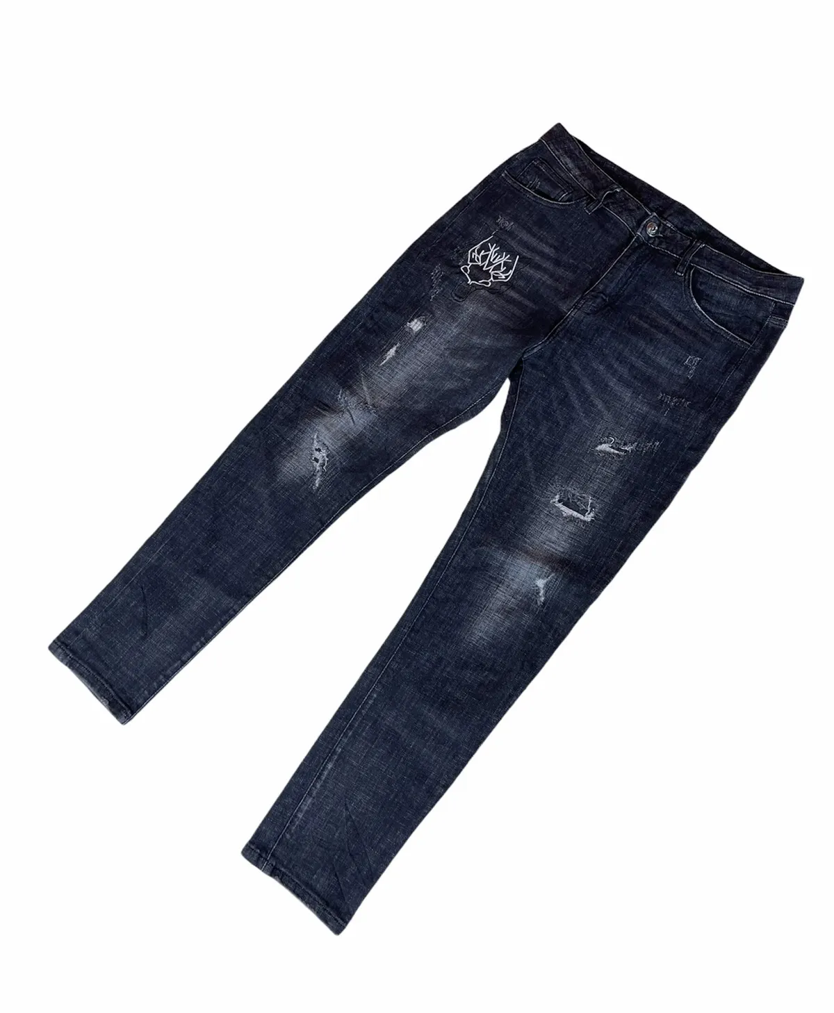 Rare! Philipp Plein Tiger Head Black Denim
