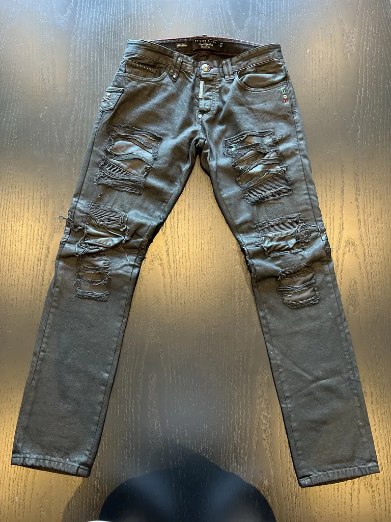 Plillipp Plein Distressed Black Denim