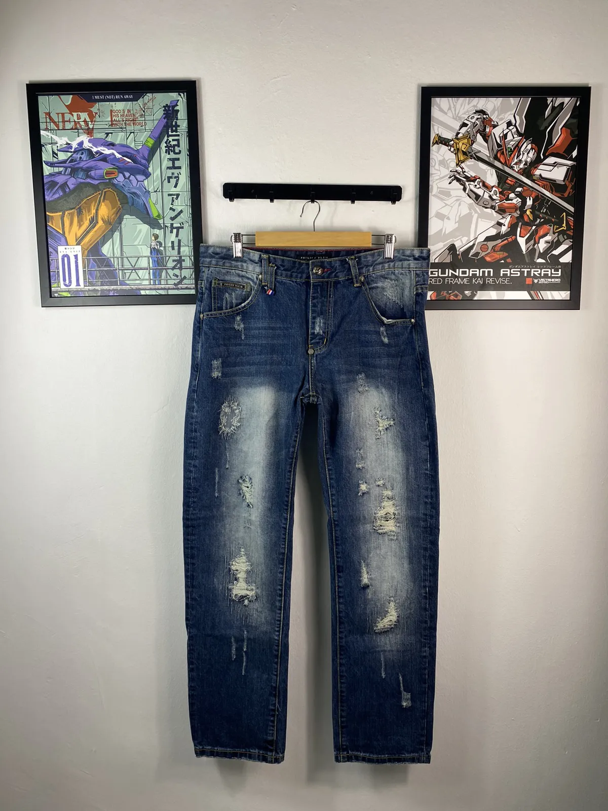 Distressed Philipp Plein Straight Cut Jeans