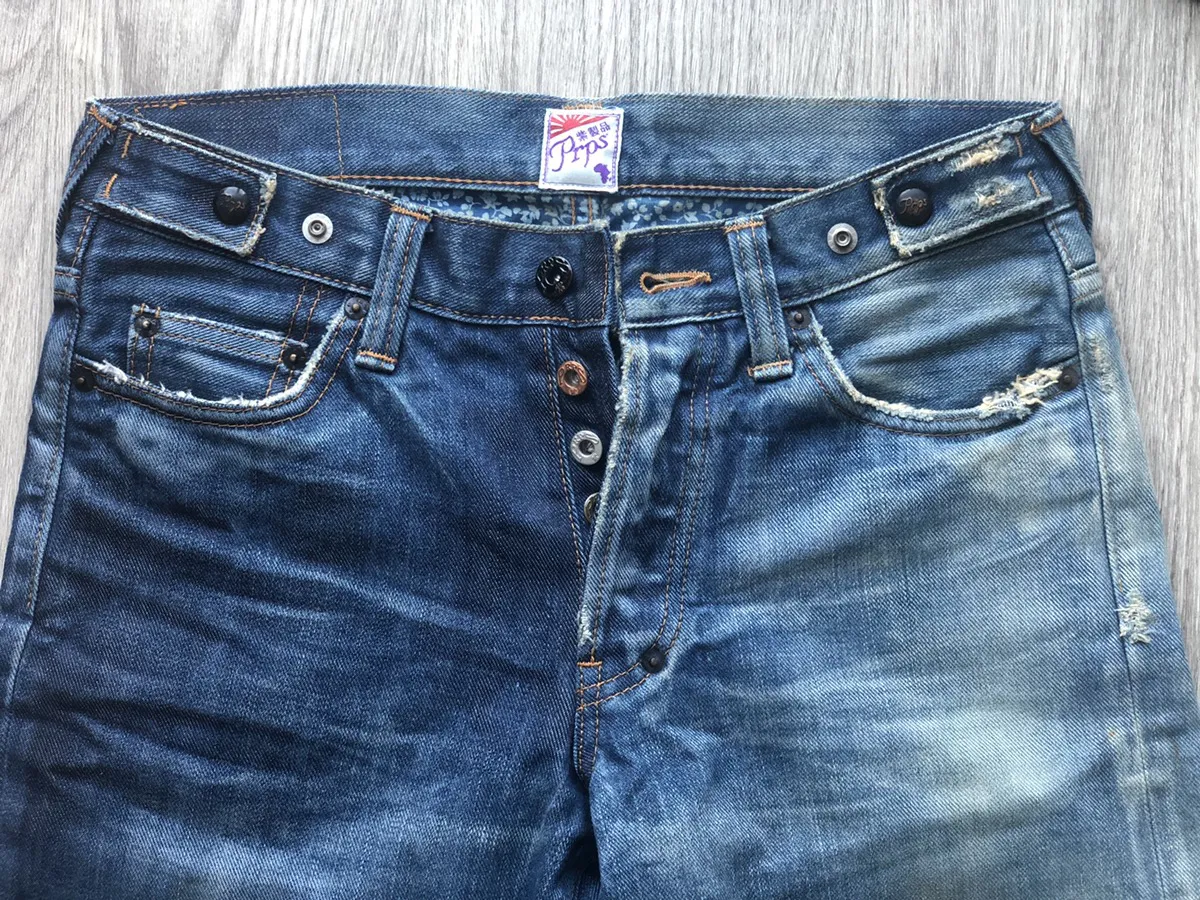 PRPS asymmetric wash denim