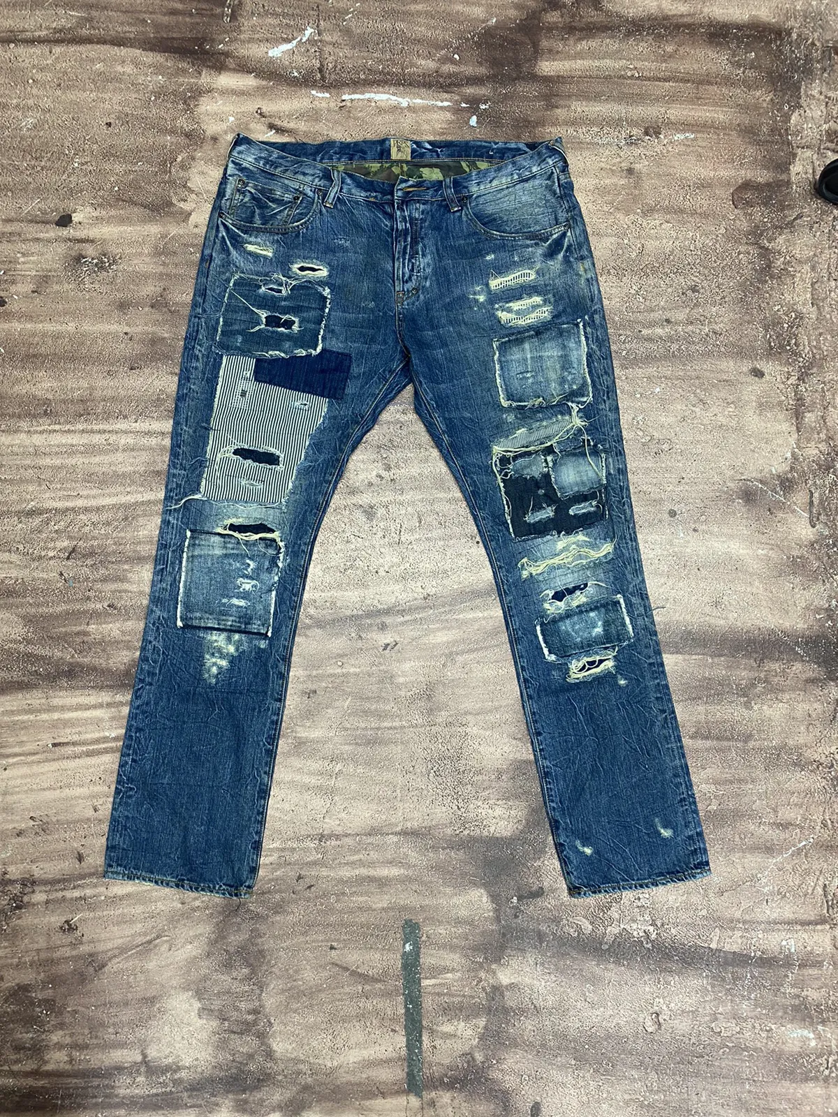 Patched up denim jeans
