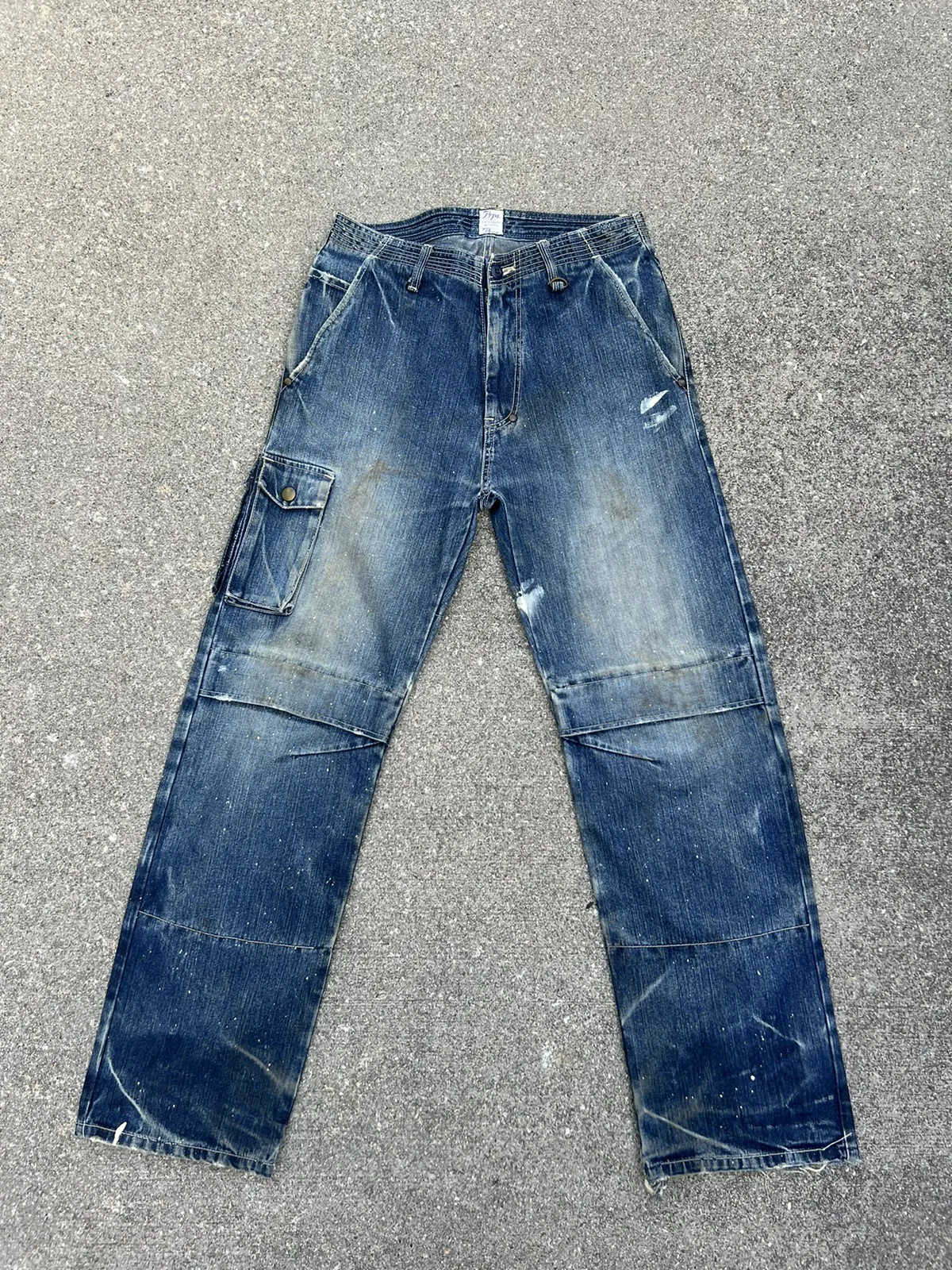 PRPS Ripped Dirty Splattered Paint Multi Pocket Cargo