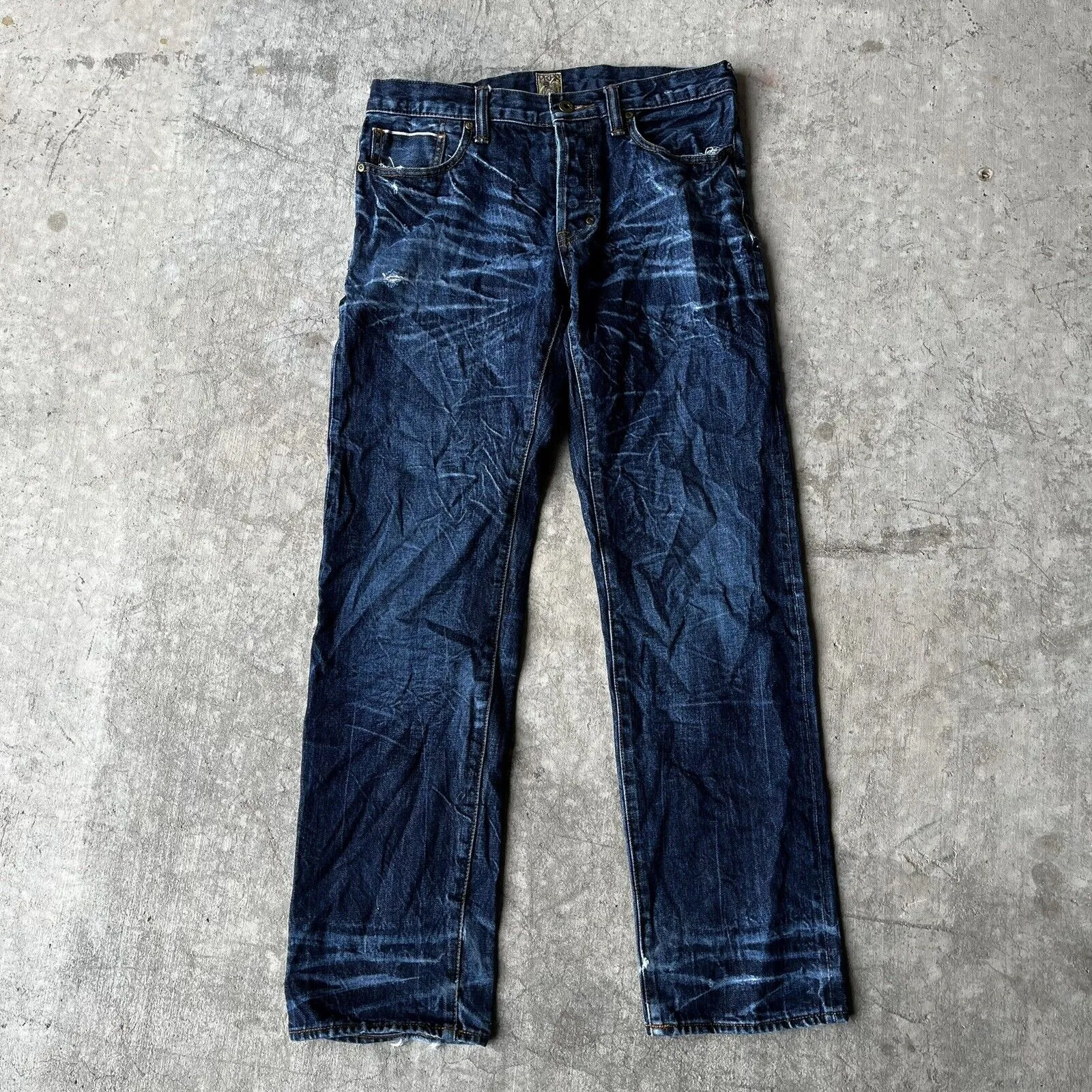 PRPS Original Japanese Selvedge Button Fly Blue Distressed