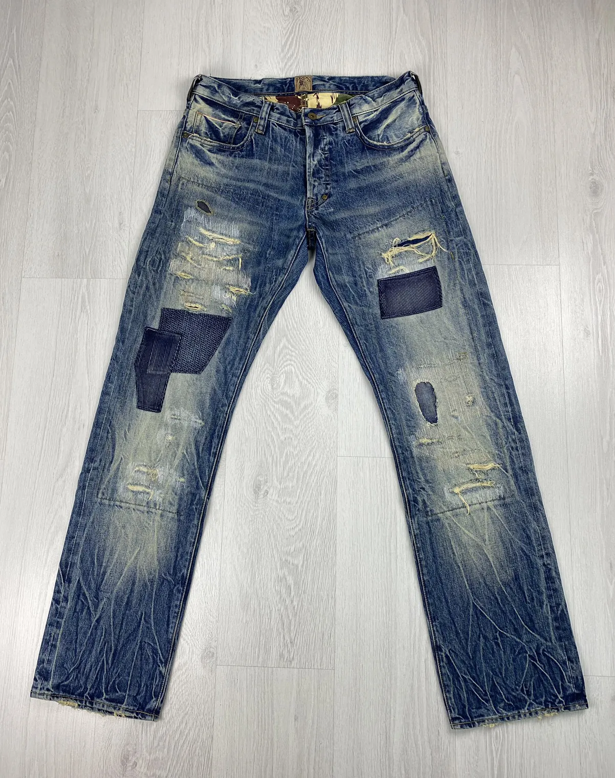PRPS Distressed Denim Jeans Pants like Iron Heart Kapital