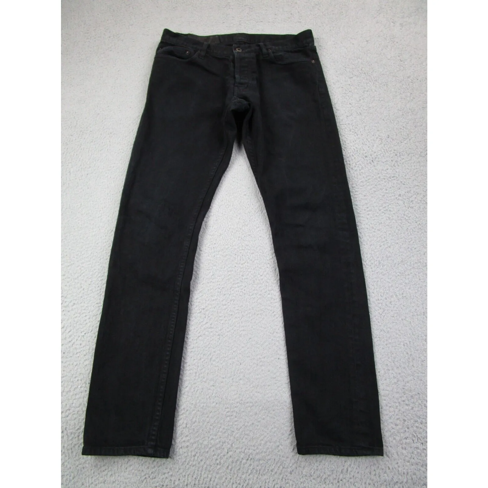 Public School Jeans Mens 33x32 Black Slim Distressed Denim Pants *Repaired*