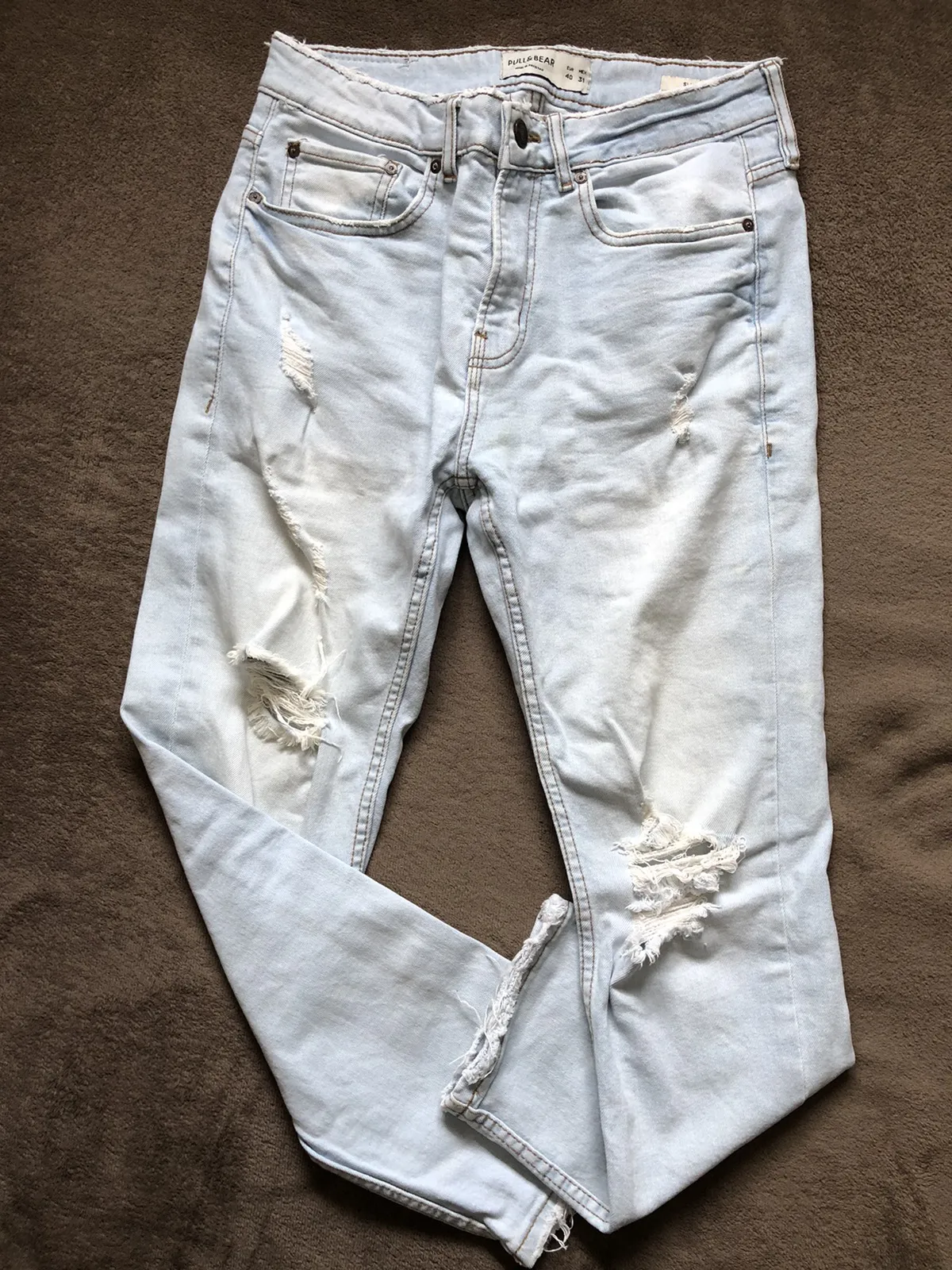 Pull & Bear Light Blue Distressed Denim
