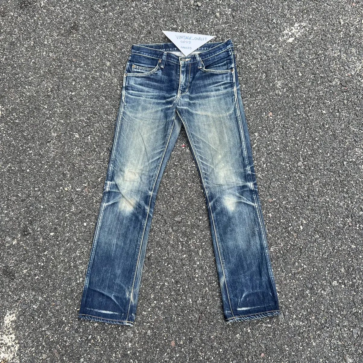 Vintage Blue Blue Pure Indigo Japan Denim Distressed Custom