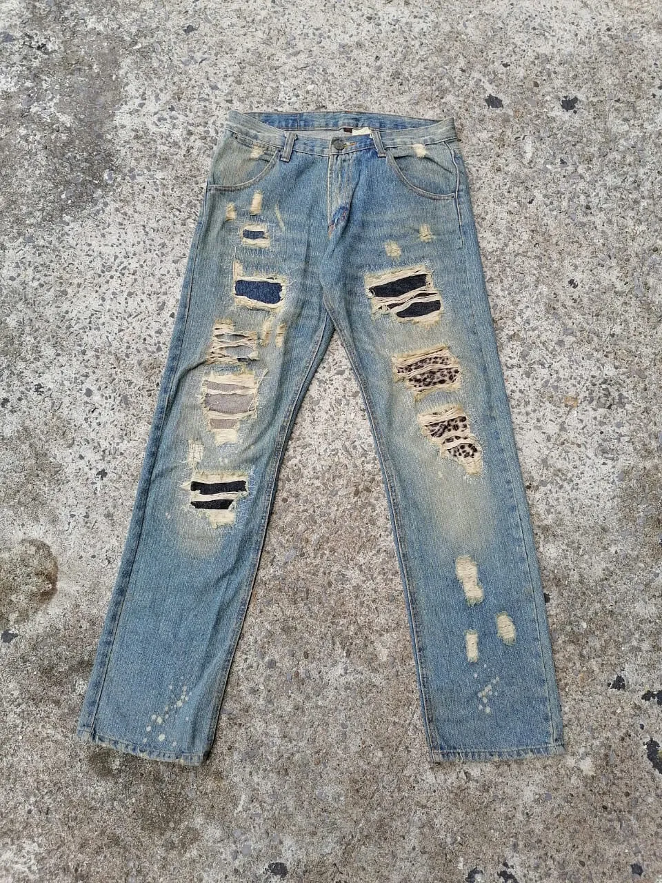 Pure Blue Distressed Denim Jeans