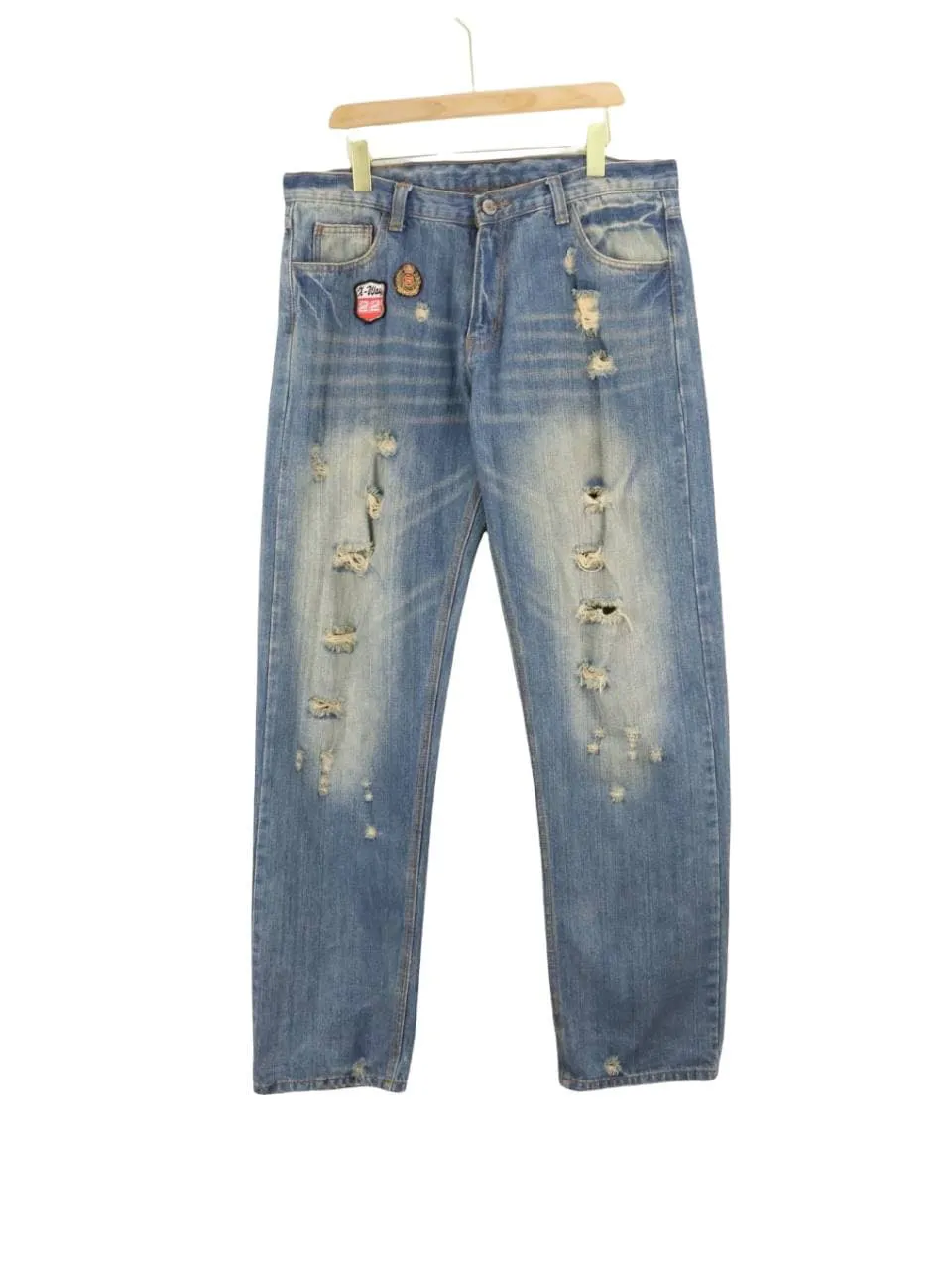 Pure Blue Japan Distressed Patches Denim Jeans Pant