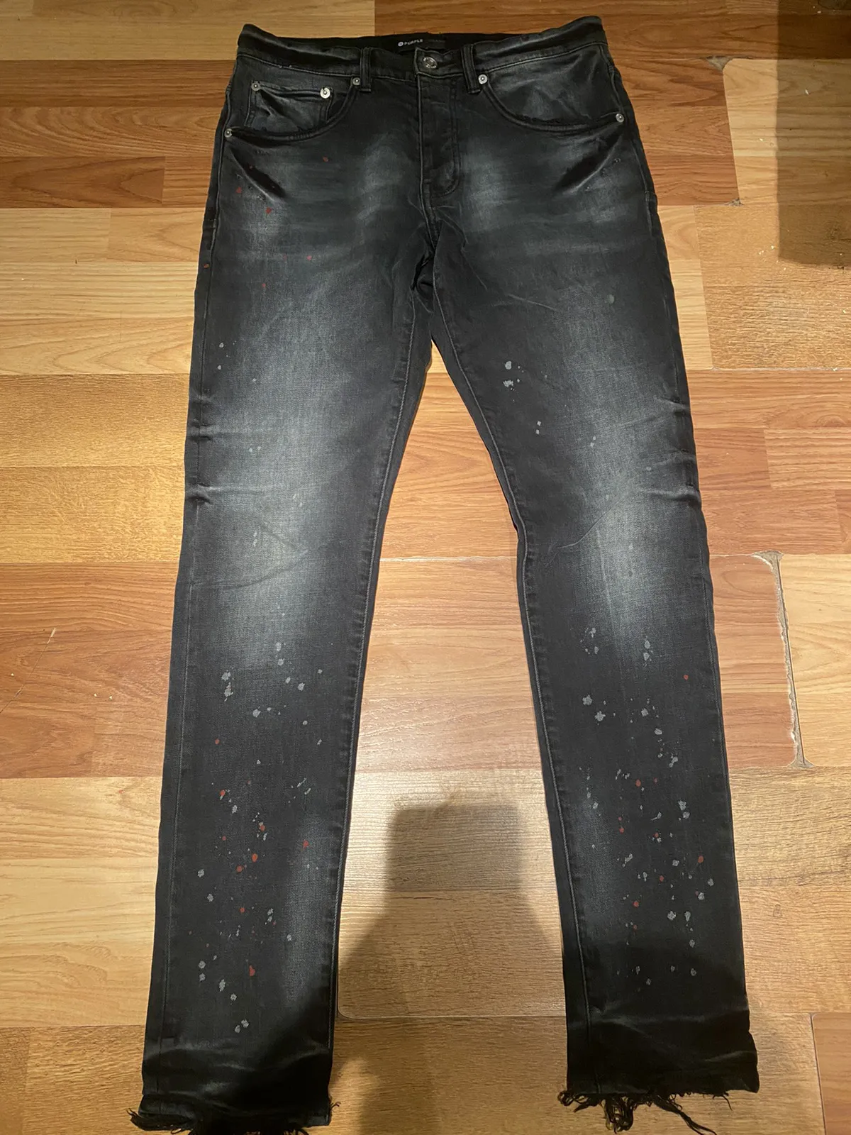 Purple Brand Paint Splatter Black Jeans - Size 30