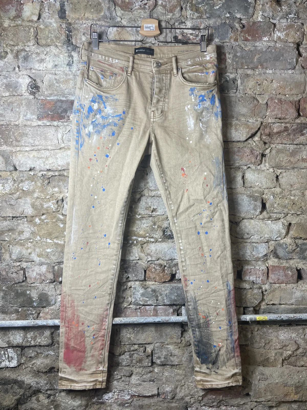 Purple Khaki Paint Splatter Pants Sz 31 Used