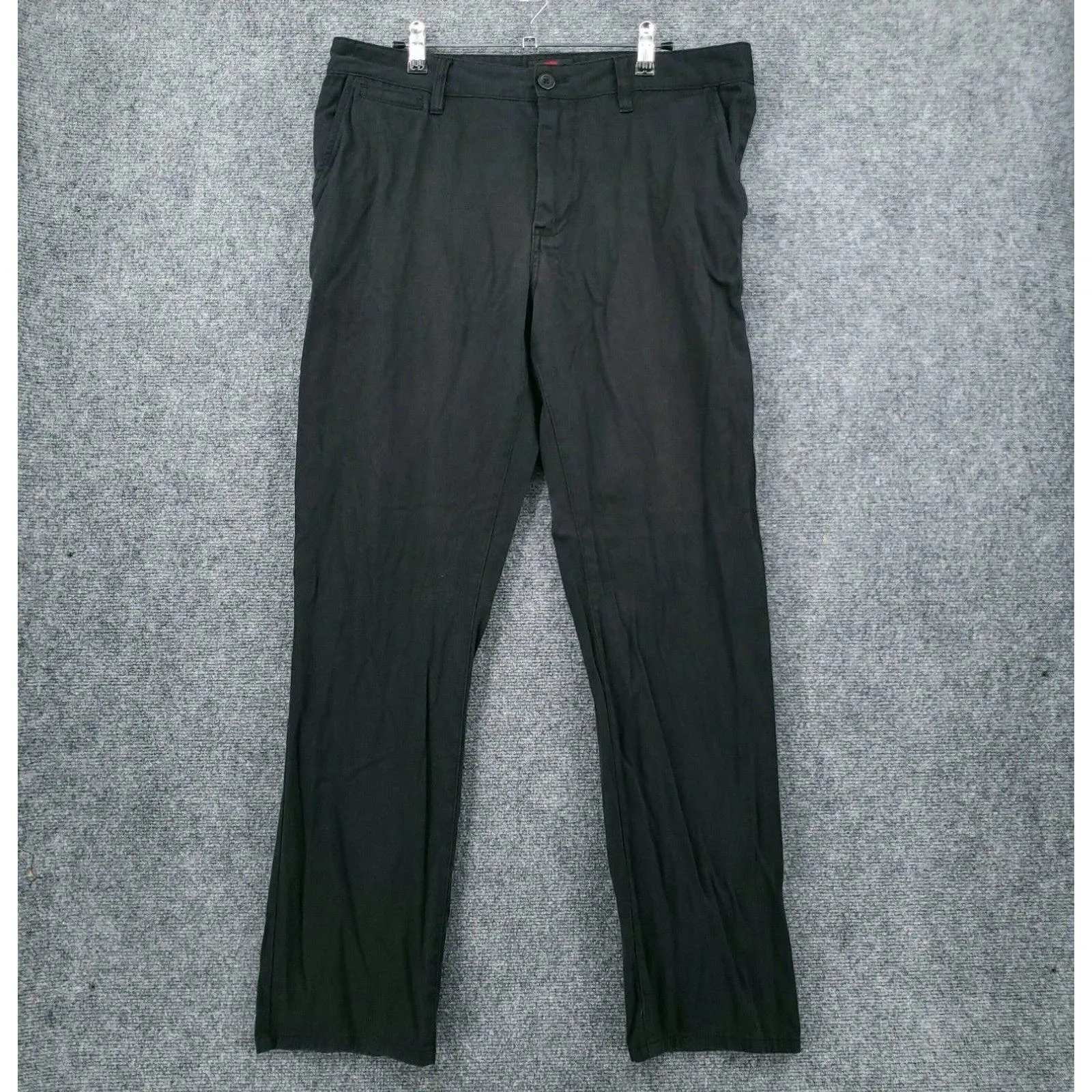 Quiksilver Jeans Mens 34X32 Mid Rise Straight Pockets Dark Wash Black Denim